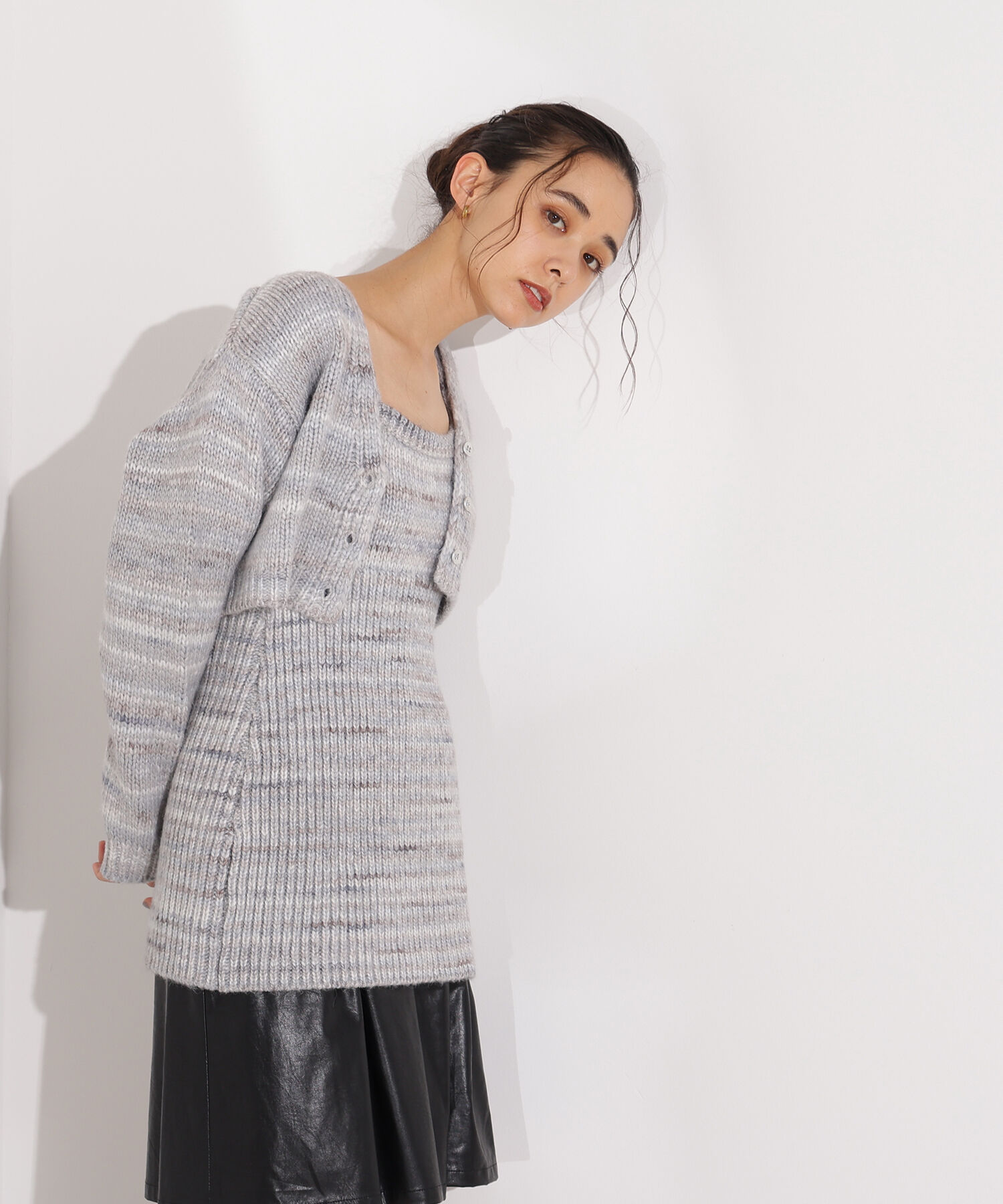 【エヌ　ナチュラルビューティベーシック/N.Natural Beauty Basic】 ミックスカラーチュニック＆ショートカーディガン