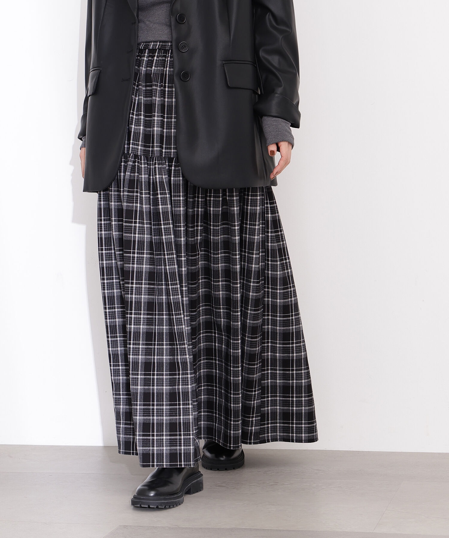 【エヌ　ナチュラルビューティベーシック/N.Natural Beauty Basic】 チェックティアードスカート