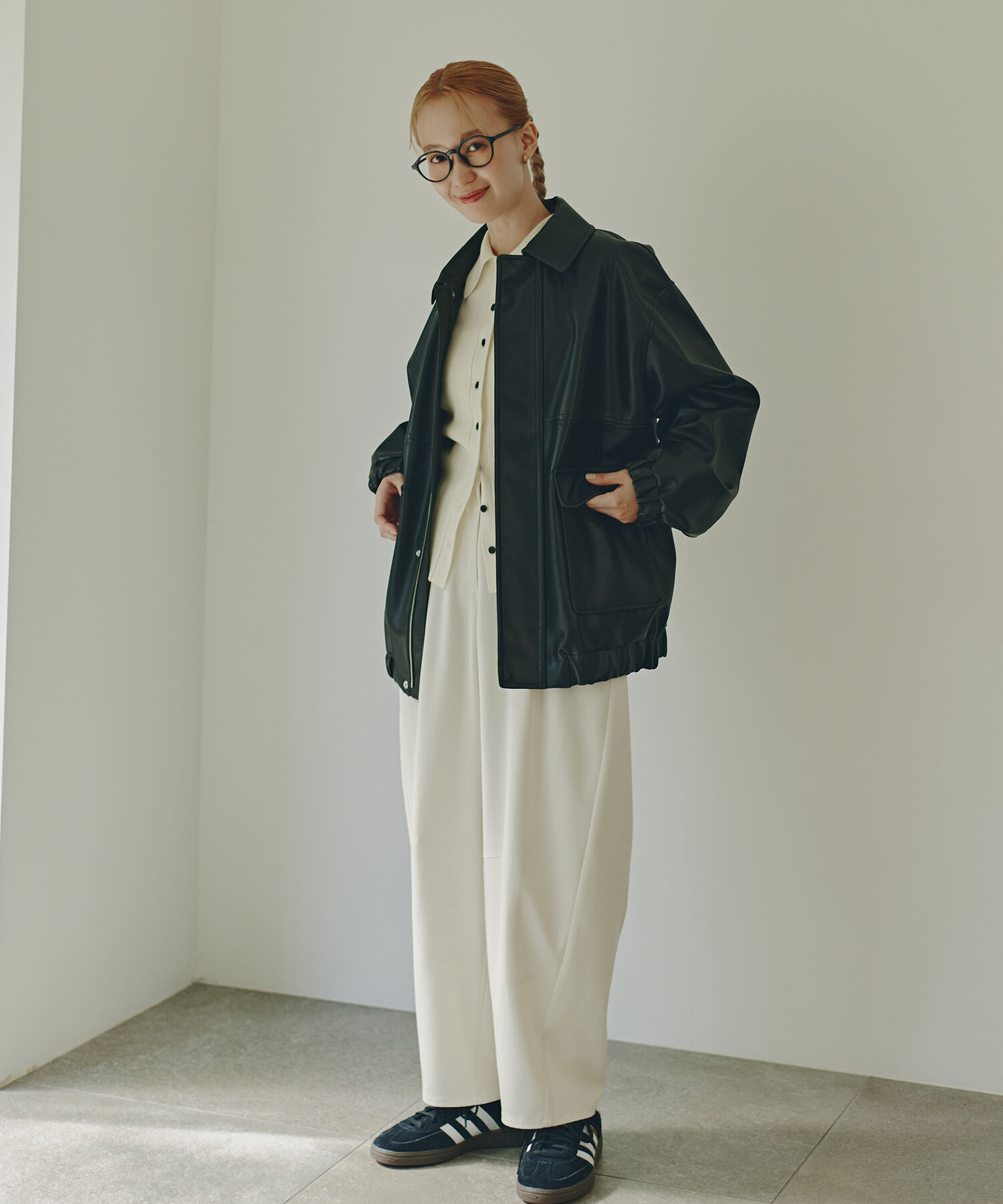 【エヌ　ナチュラルビューティベーシック/N.Natural Beauty Basic】 フェイクレザーステンカラーブルゾン