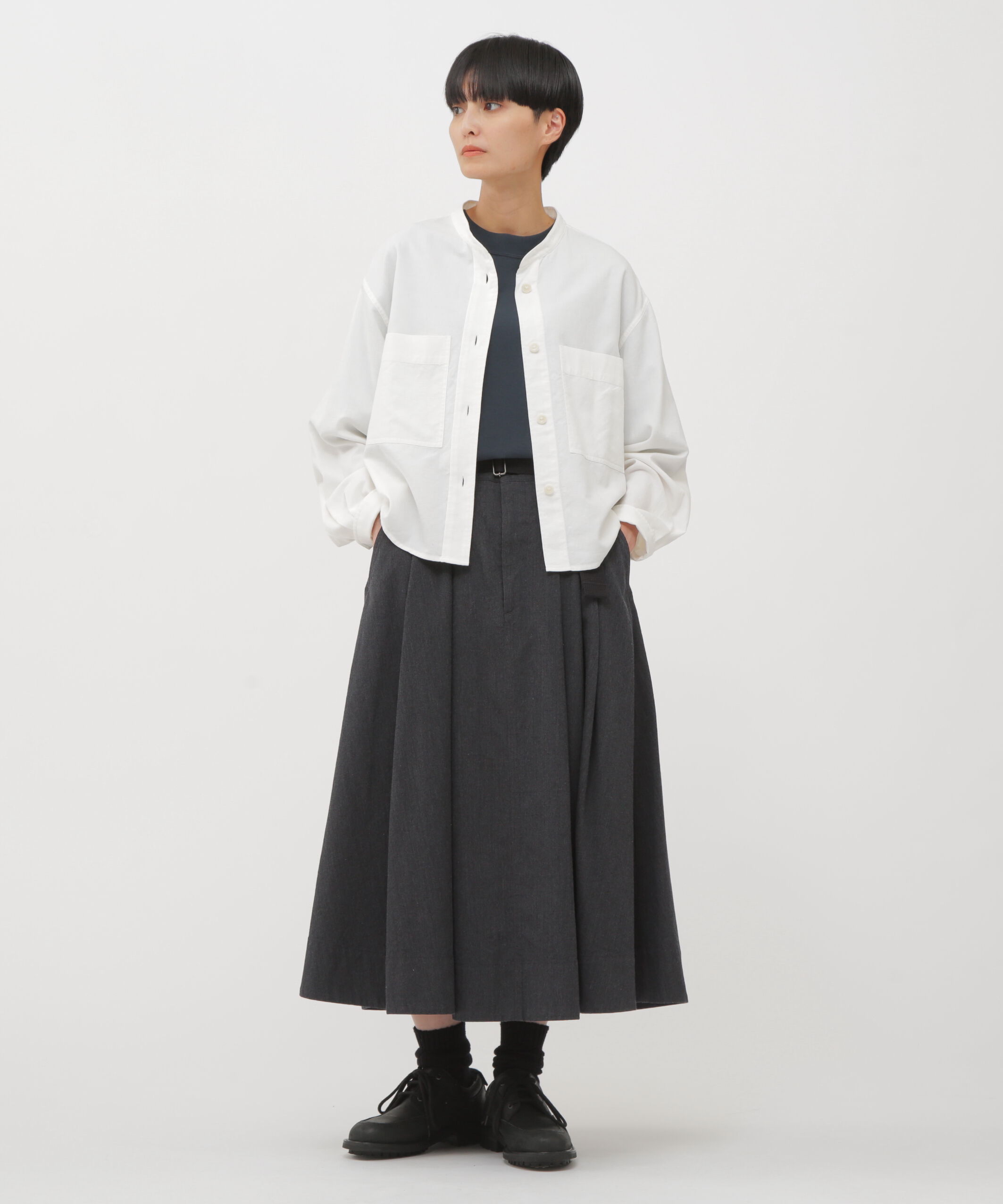 【エムエイチエル/MHL.】 WOOL COTTON TWILL SKIRT
