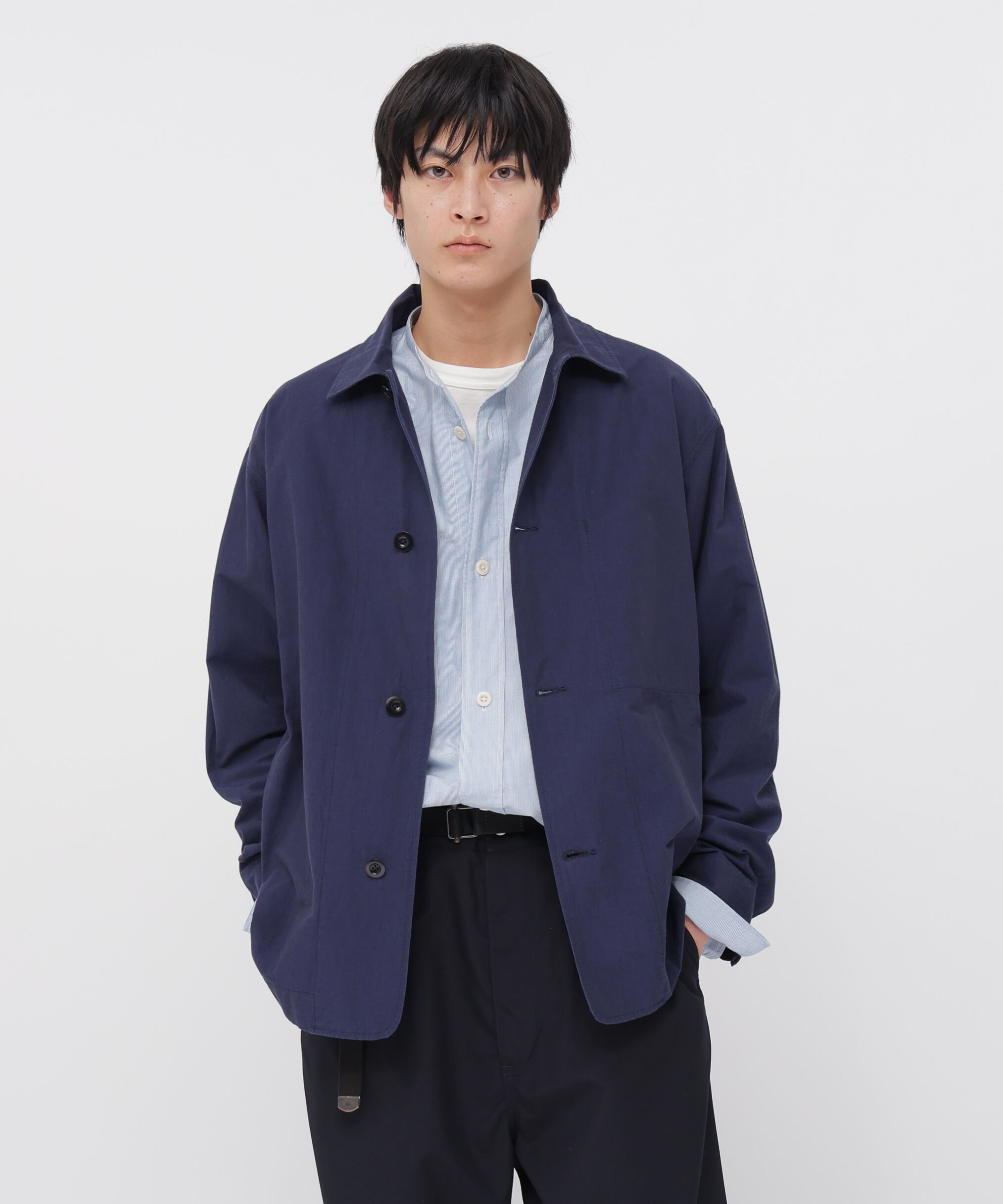 モテ系ファッションメンズ|【エムエイチエル/MHL.】 CRISP COTTON CHAMBRAY BLOUSON