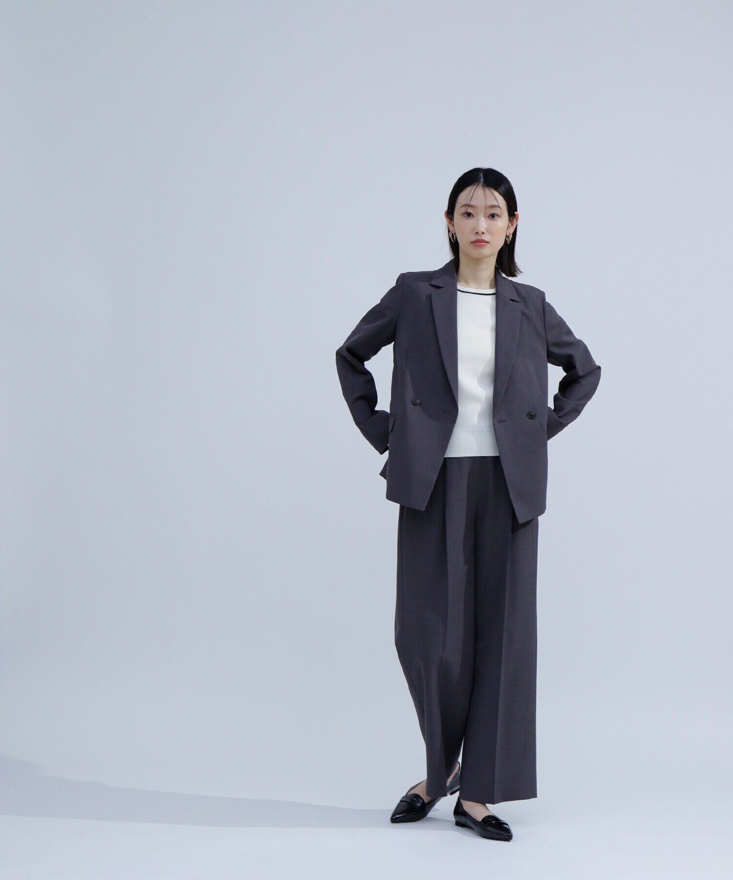 【ナチュラルビューティーベーシック/NATURAL BEAUTY BASIC】 リネンライク SETUP ワイドストレートパンツ