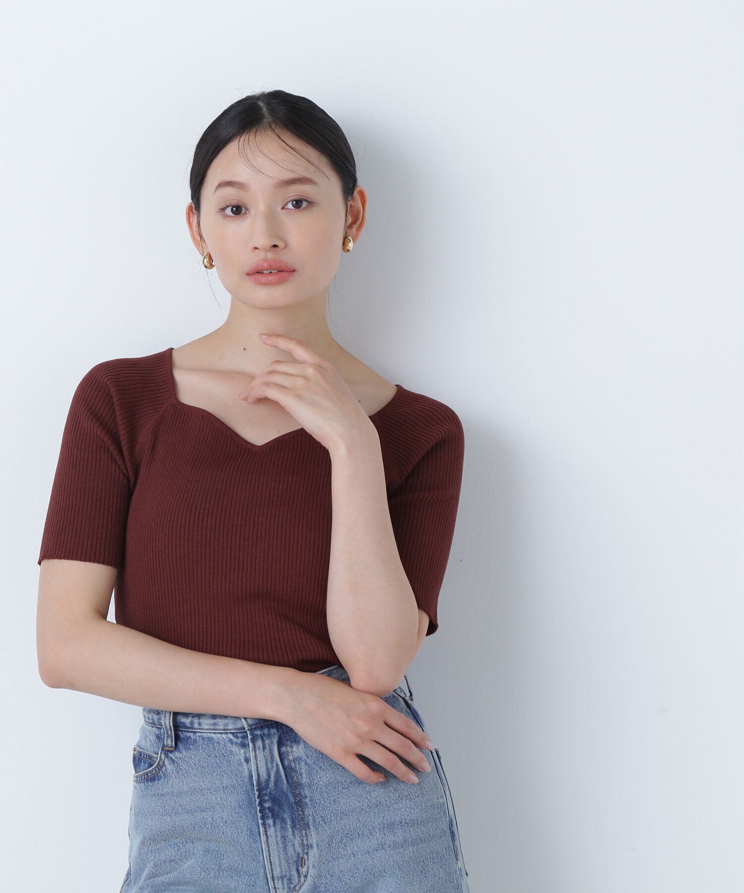 【ナチュラルビューティーベーシック/NATURAL BEAUTY BASIC】 ラグランハートネックニット