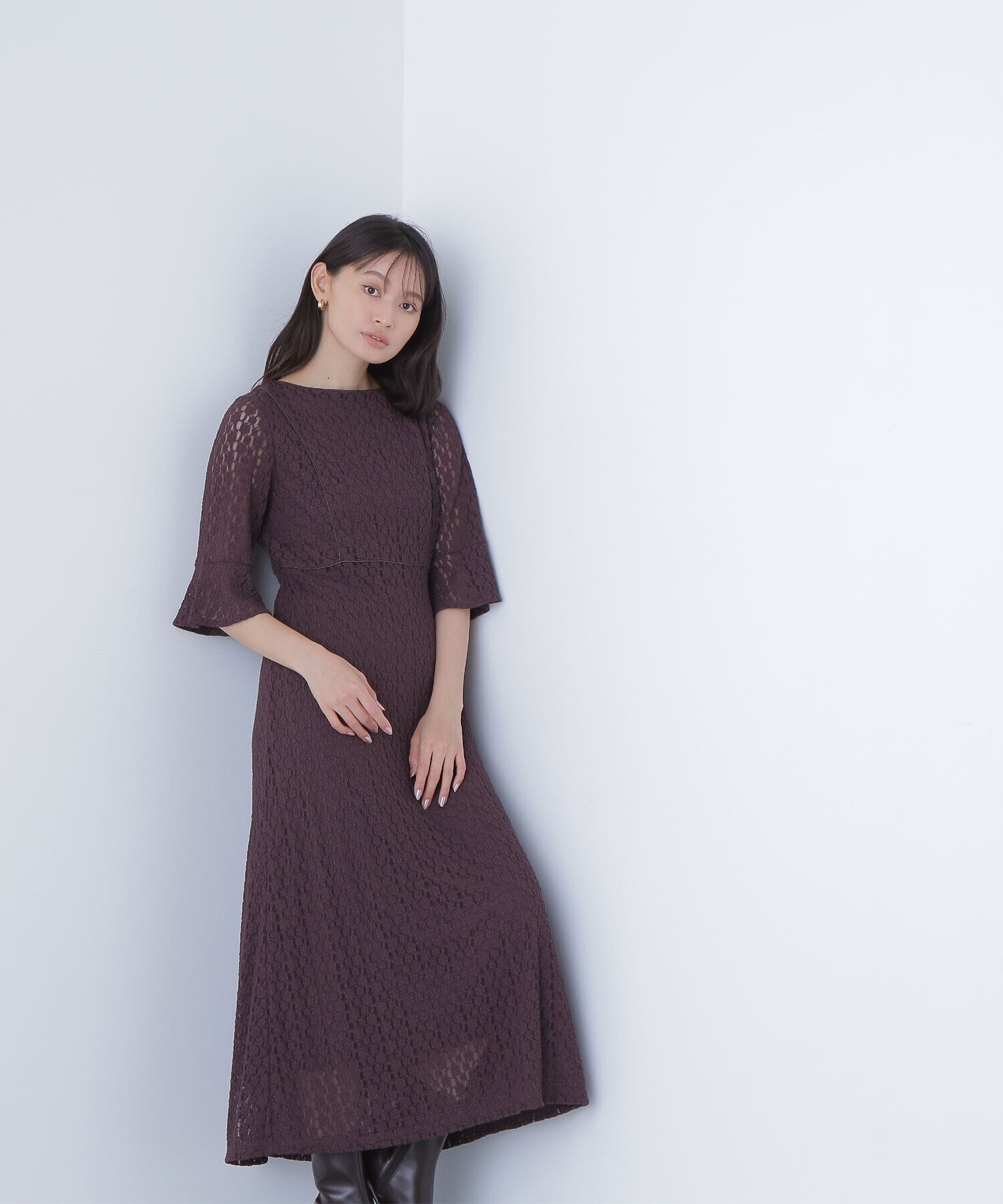 【ナチュラルビューティーベーシック/NATURAL BEAUTY BASIC】 レースフレアワンピース