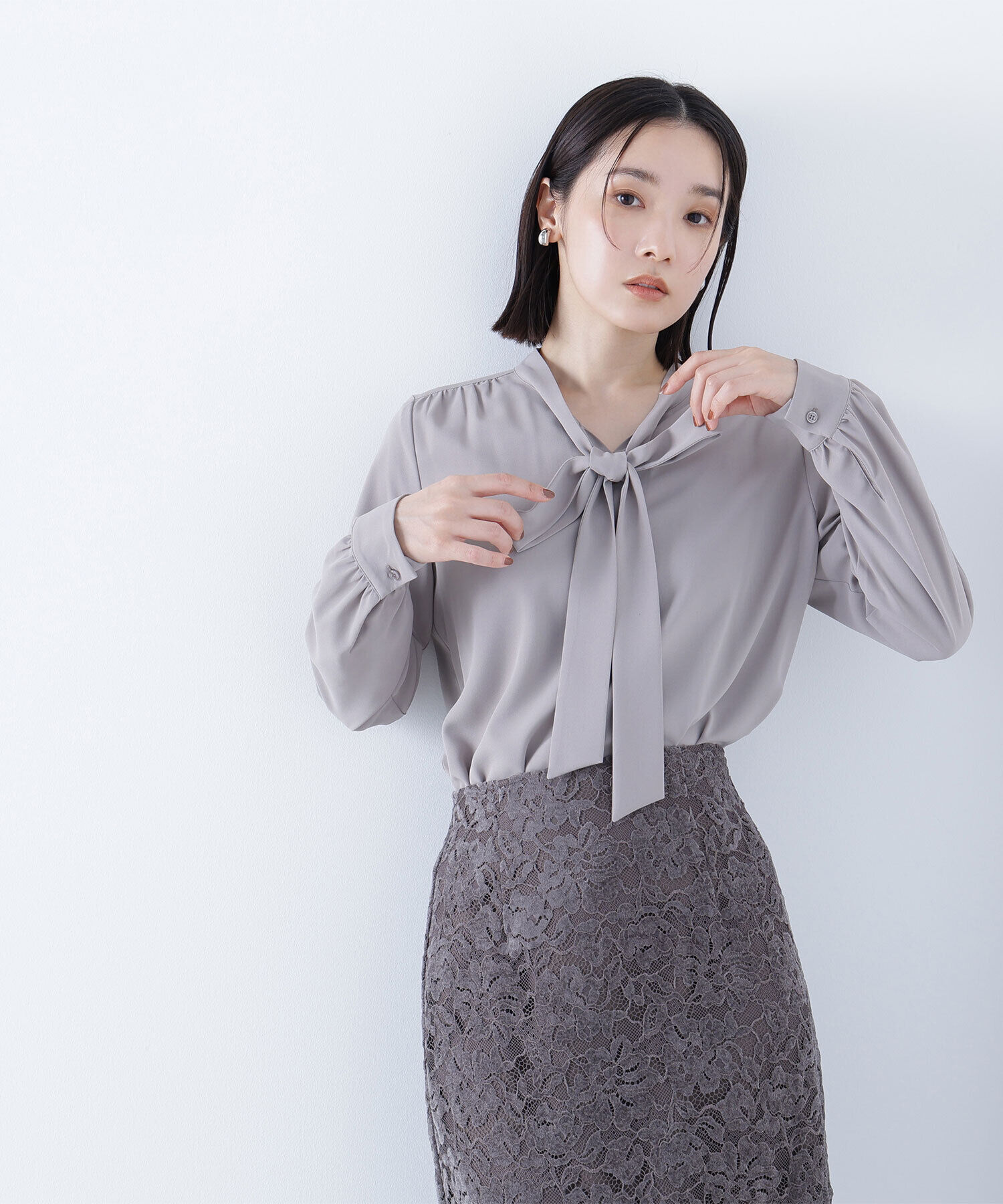 【ナチュラルビューティーベーシック/NATURAL BEAUTY BASIC】 リボンボウタイブラウス