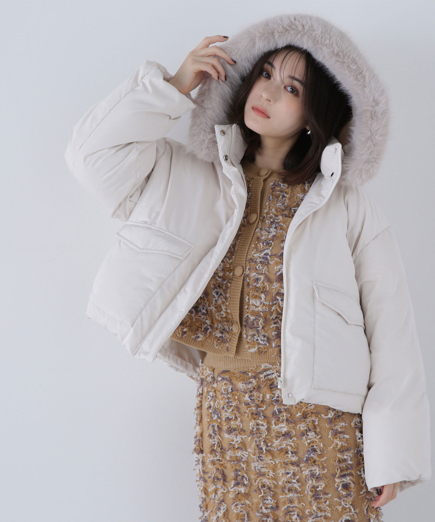 【ナチュラルビューティーベーシック/NATURAL BEAUTY BASIC】 フードファーショートダウン