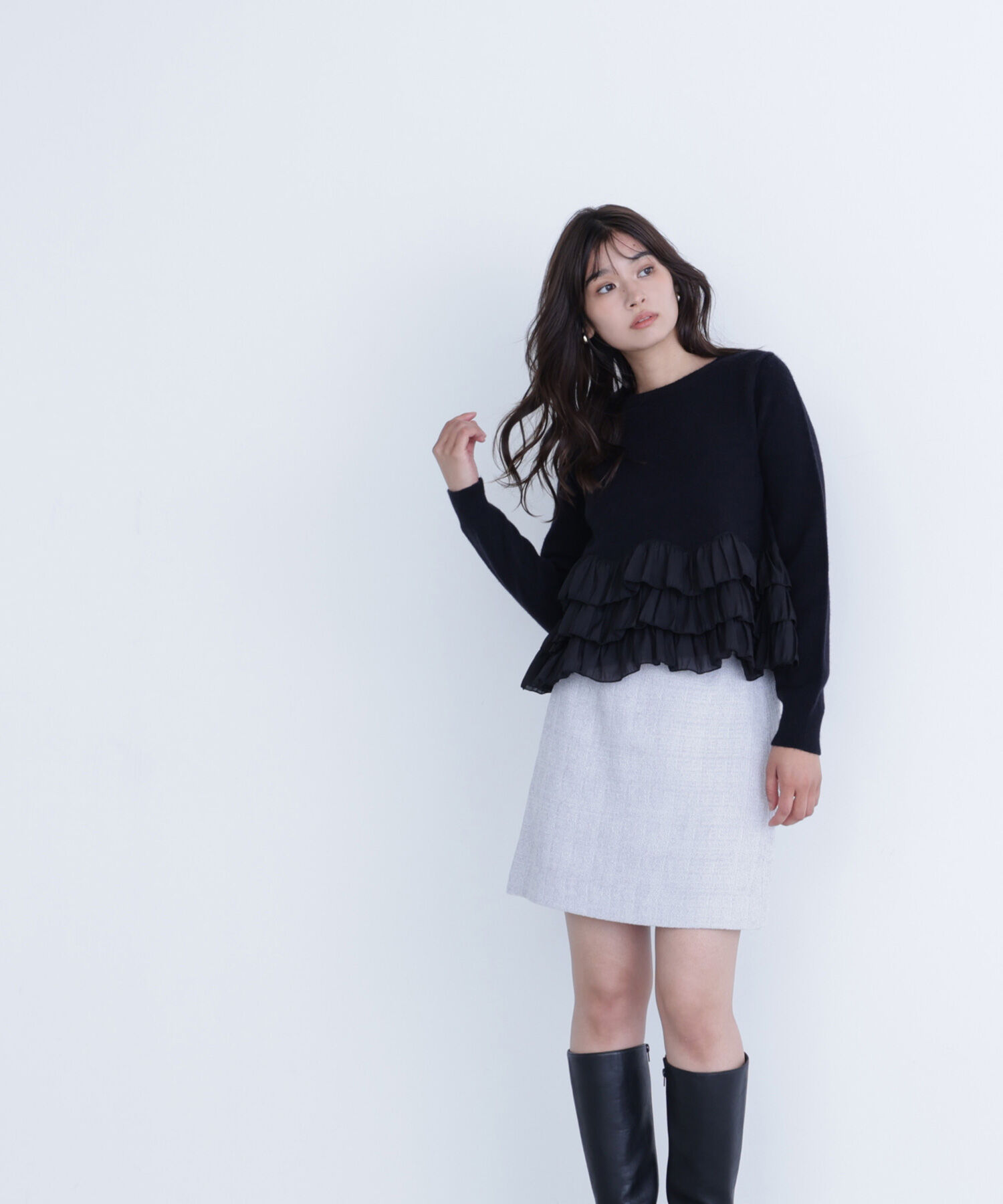 【ナチュラルビューティーベーシック/NATURAL BEAUTY BASIC】 ムジツイードミニスカート