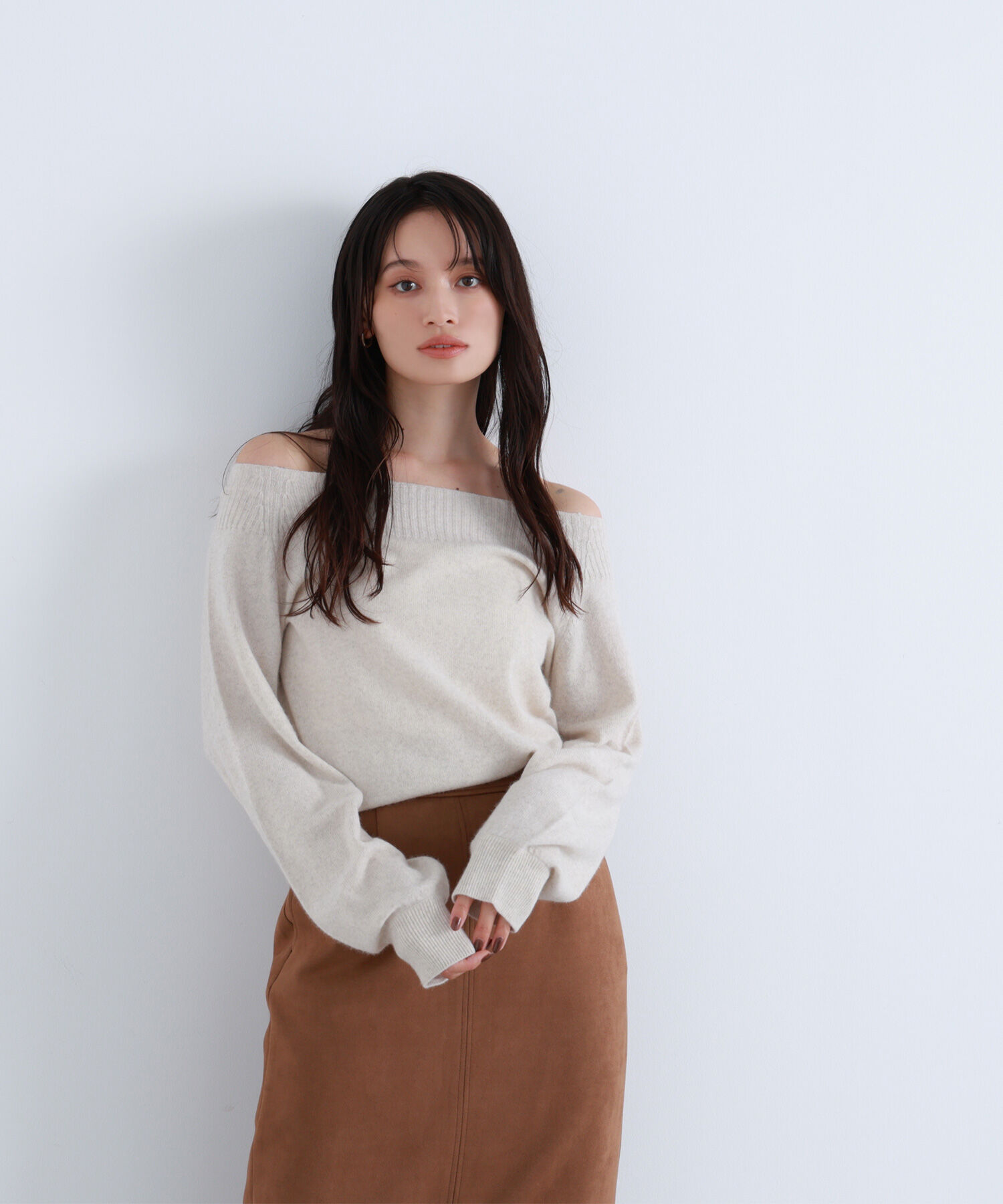 【ナチュラルビューティーベーシック/NATURAL BEAUTY BASIC】 FOX混ジェントリーシリーズ ボートネックニット