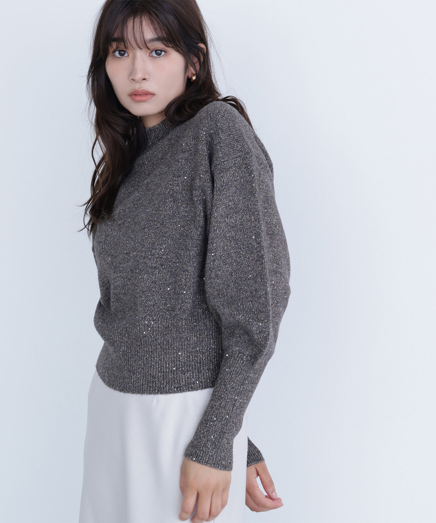 【ナチュラルビューティーベーシック/NATURAL BEAUTY BASIC】 フラワースパンコールニット