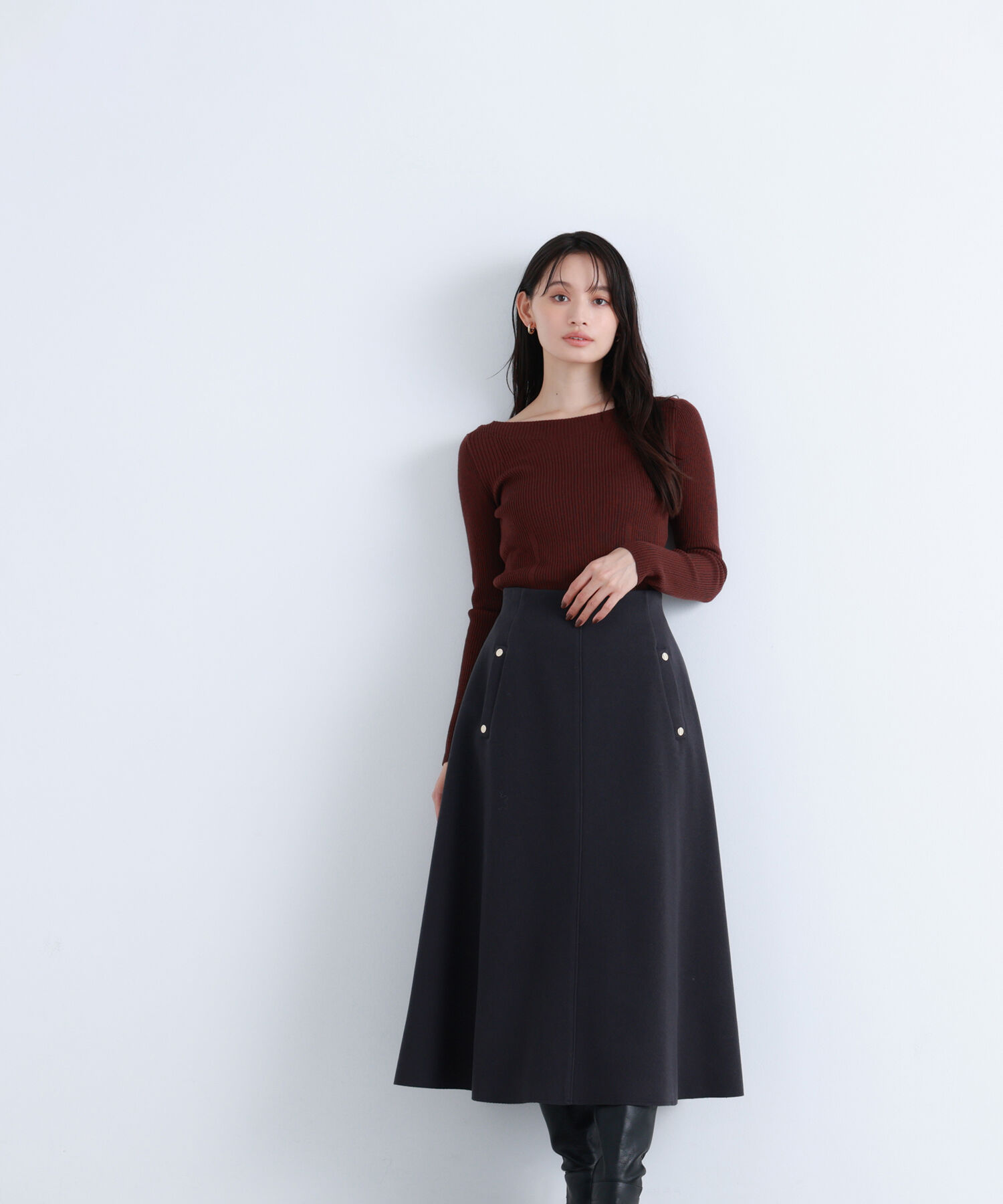 【ナチュラルビューティーベーシック/NATURAL BEAUTY BASIC】 圧縮ジャージーシリーズ フレアスカート