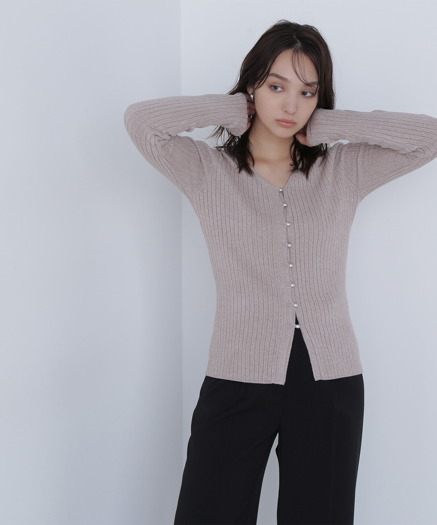 【ナチュラルビューティーベーシック/NATURAL BEAUTY BASIC】 ラメモールカーディガン