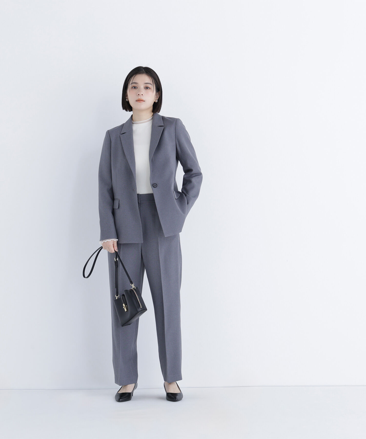 人気メンズファッション|【ナチュラルビューティーベーシック/NATURAL BEAUTY BASIC】 メランジシャークスキン SETUP ストレートパンツ