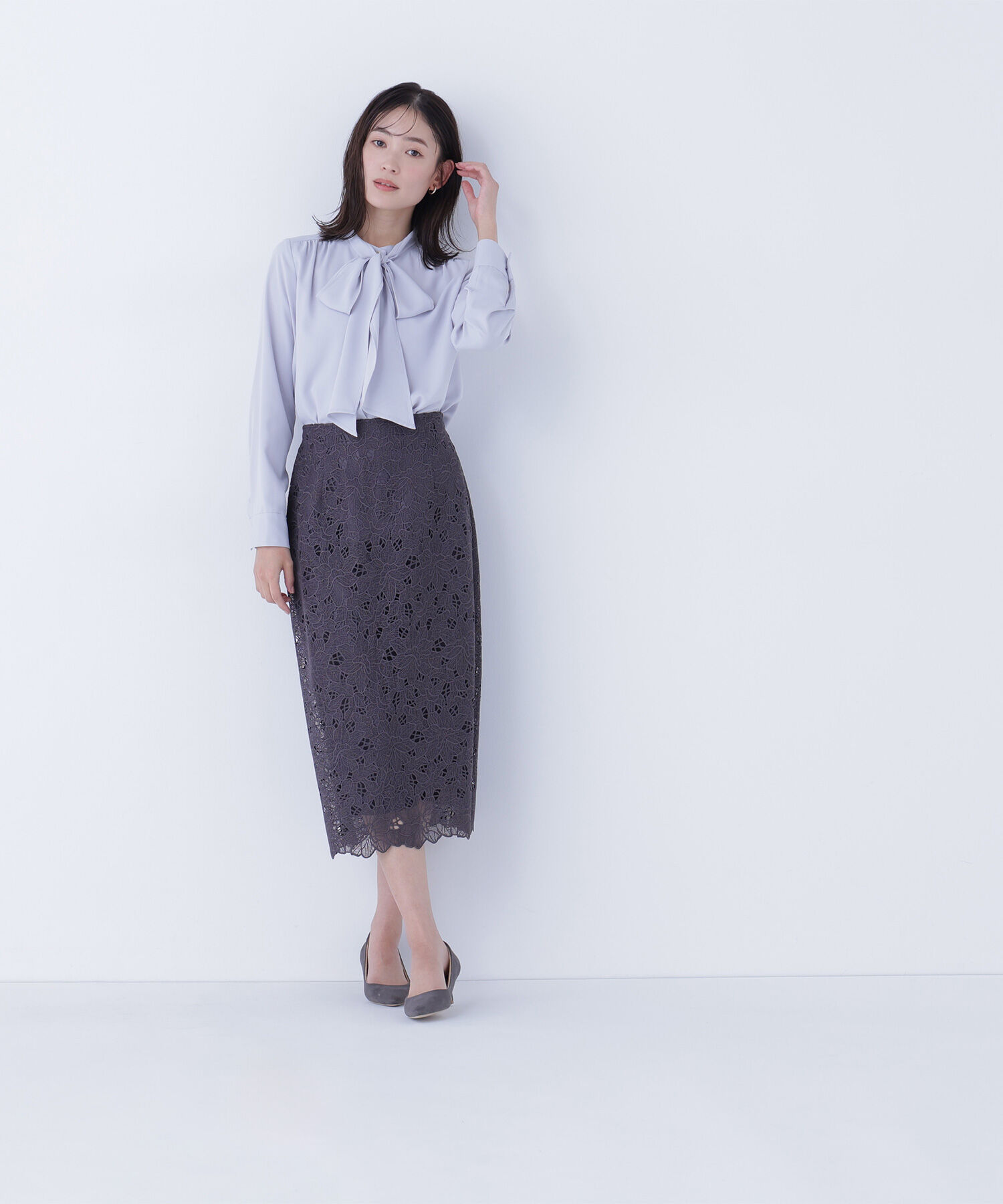 【ナチュラルビューティーベーシック/NATURAL BEAUTY BASIC】 フラワーレースタイトスカート