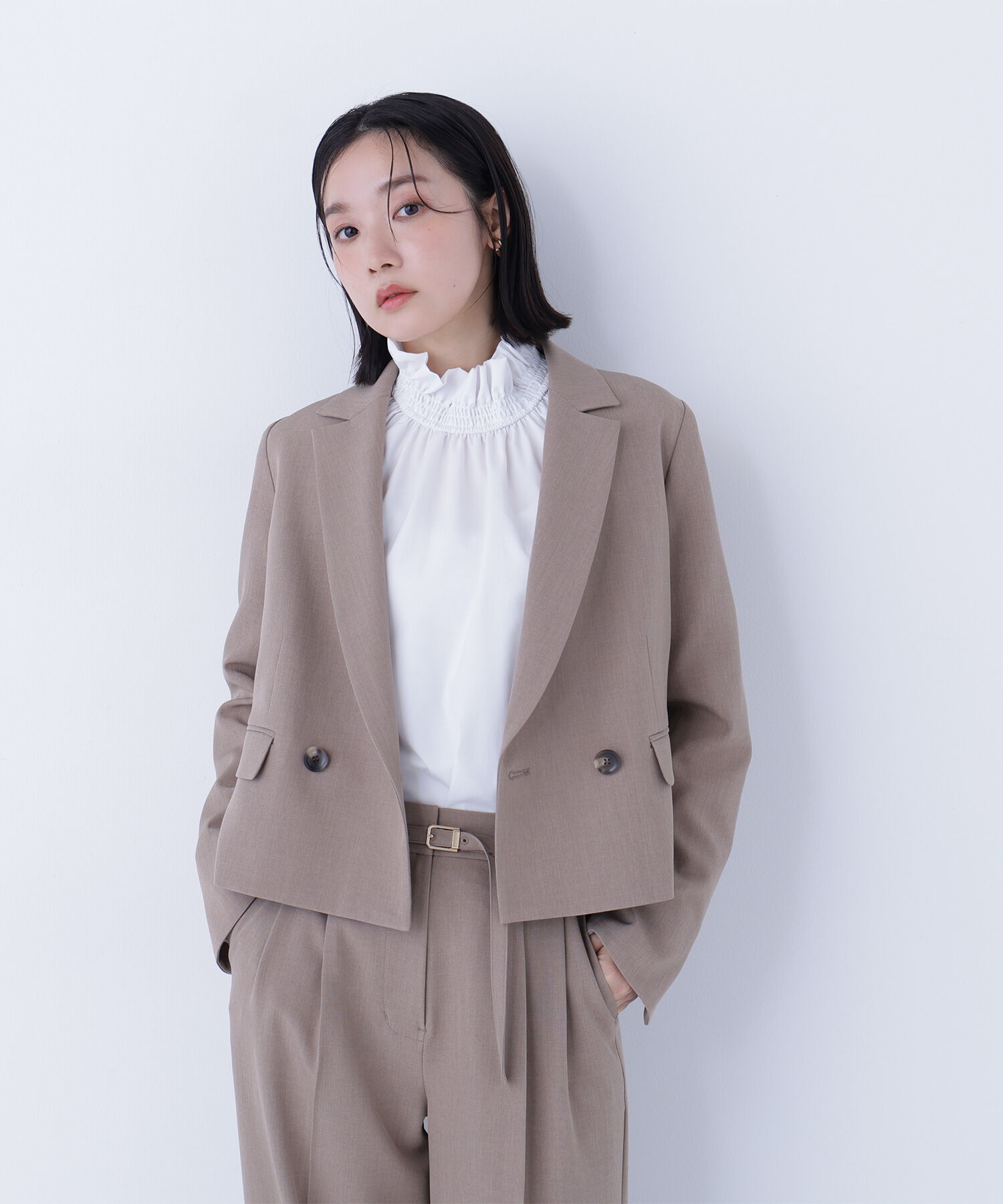 【ナチュラルビューティーベーシック/NATURAL BEAUTY BASIC】 クラッシー SETUP ショート丈ジャケット