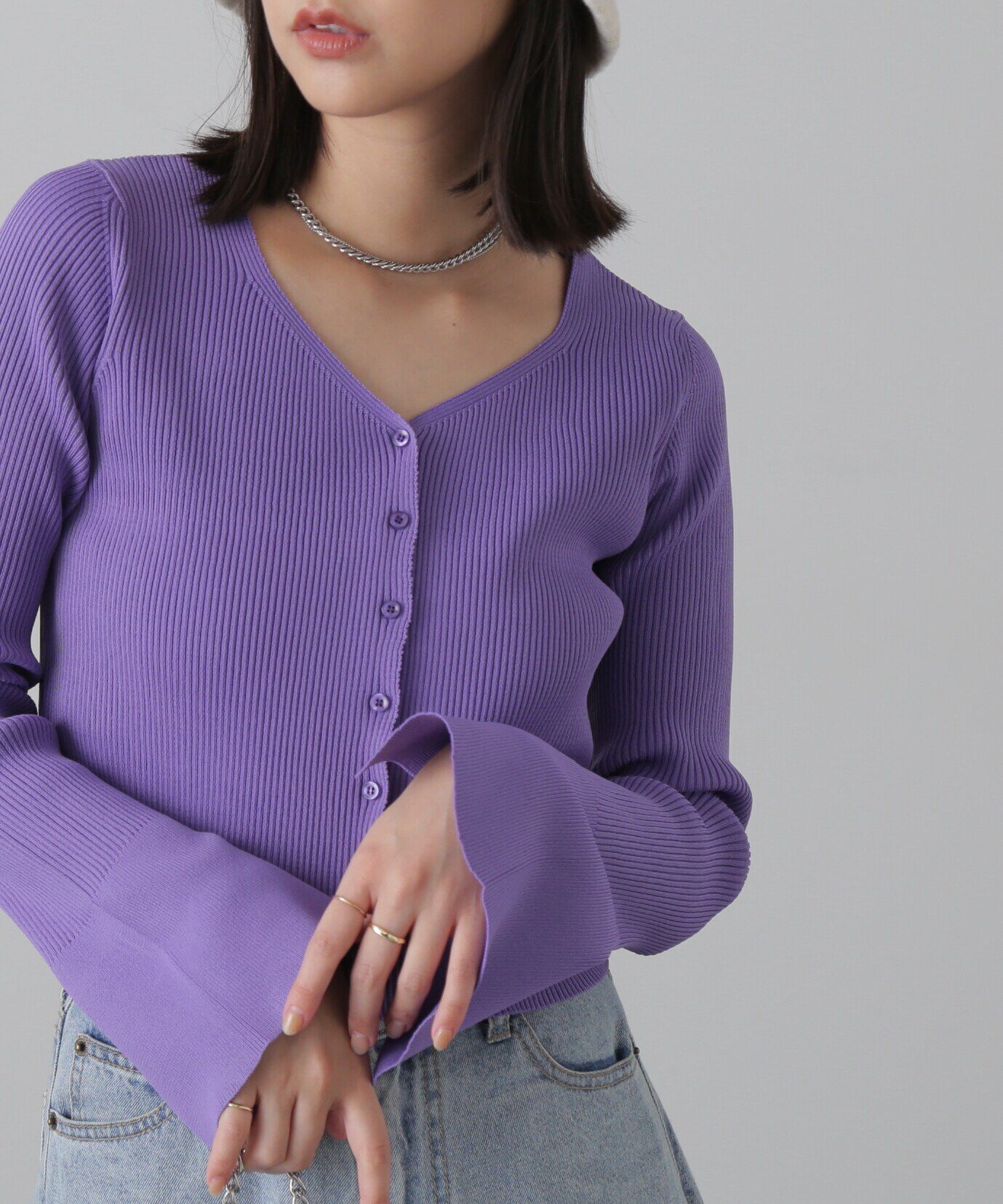 【フリーズマート/Free's Mart】 ［洗える］マシンウォッシャブルコンパクトVネックカーディガン