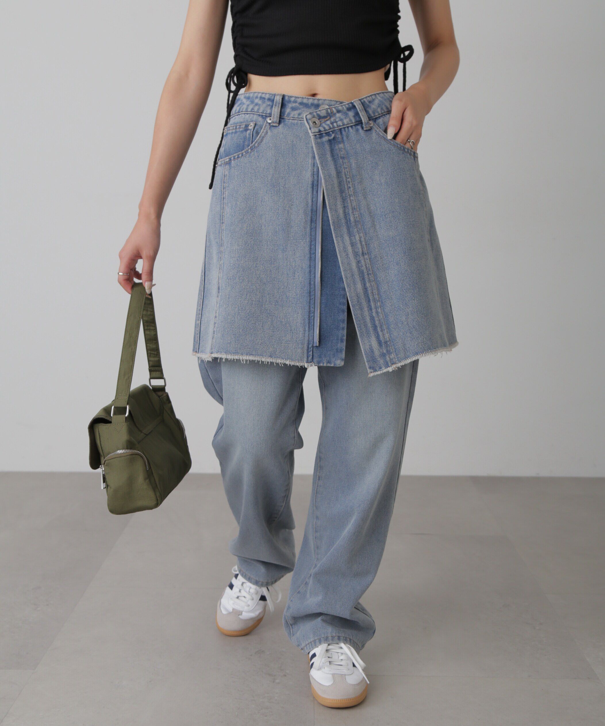 【フリーズマート/Free's Mart】 ［レイヤード可］デニムラップミニスカート