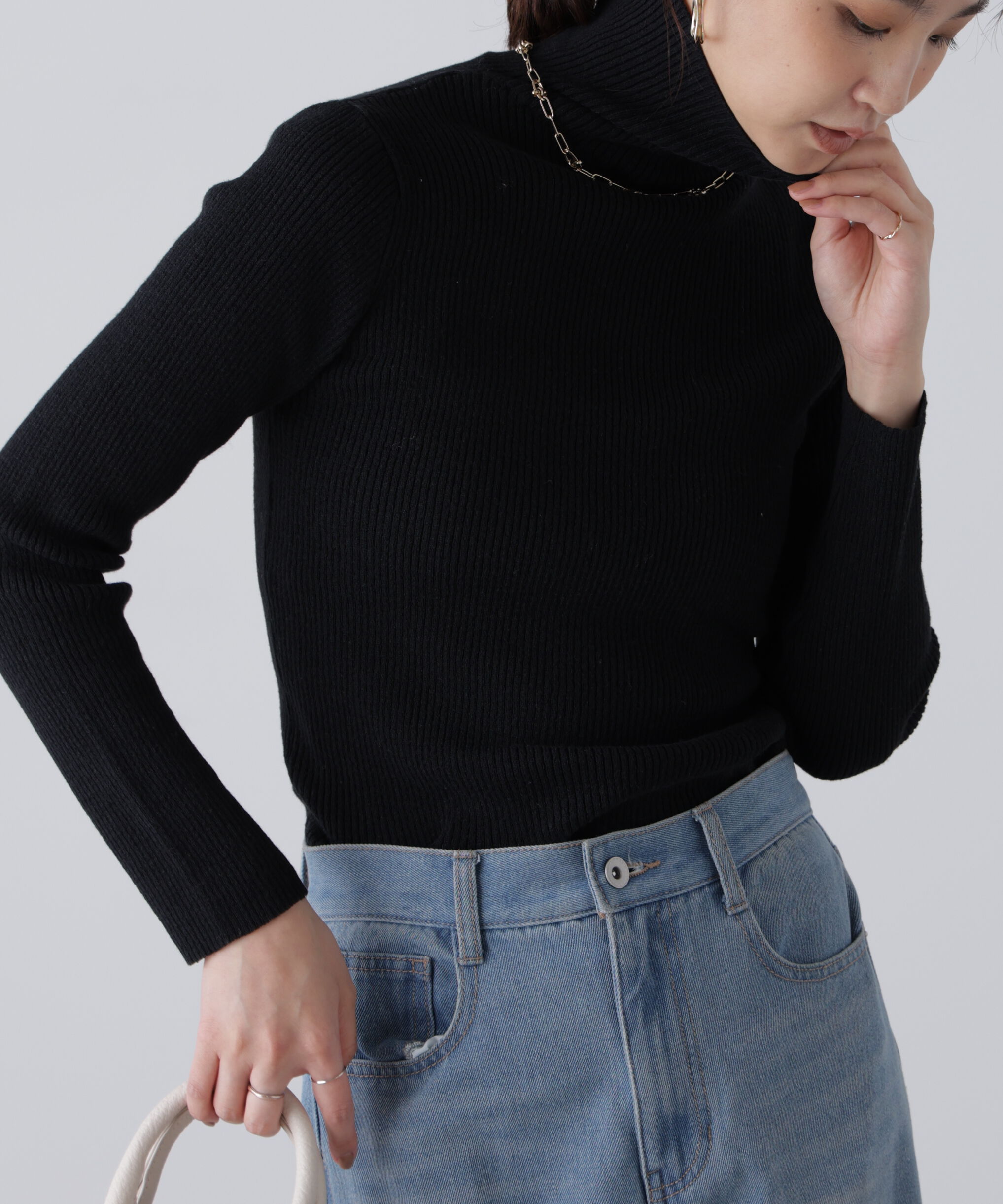 【フリーズマート/Free's Mart】 タートルネックリブニット