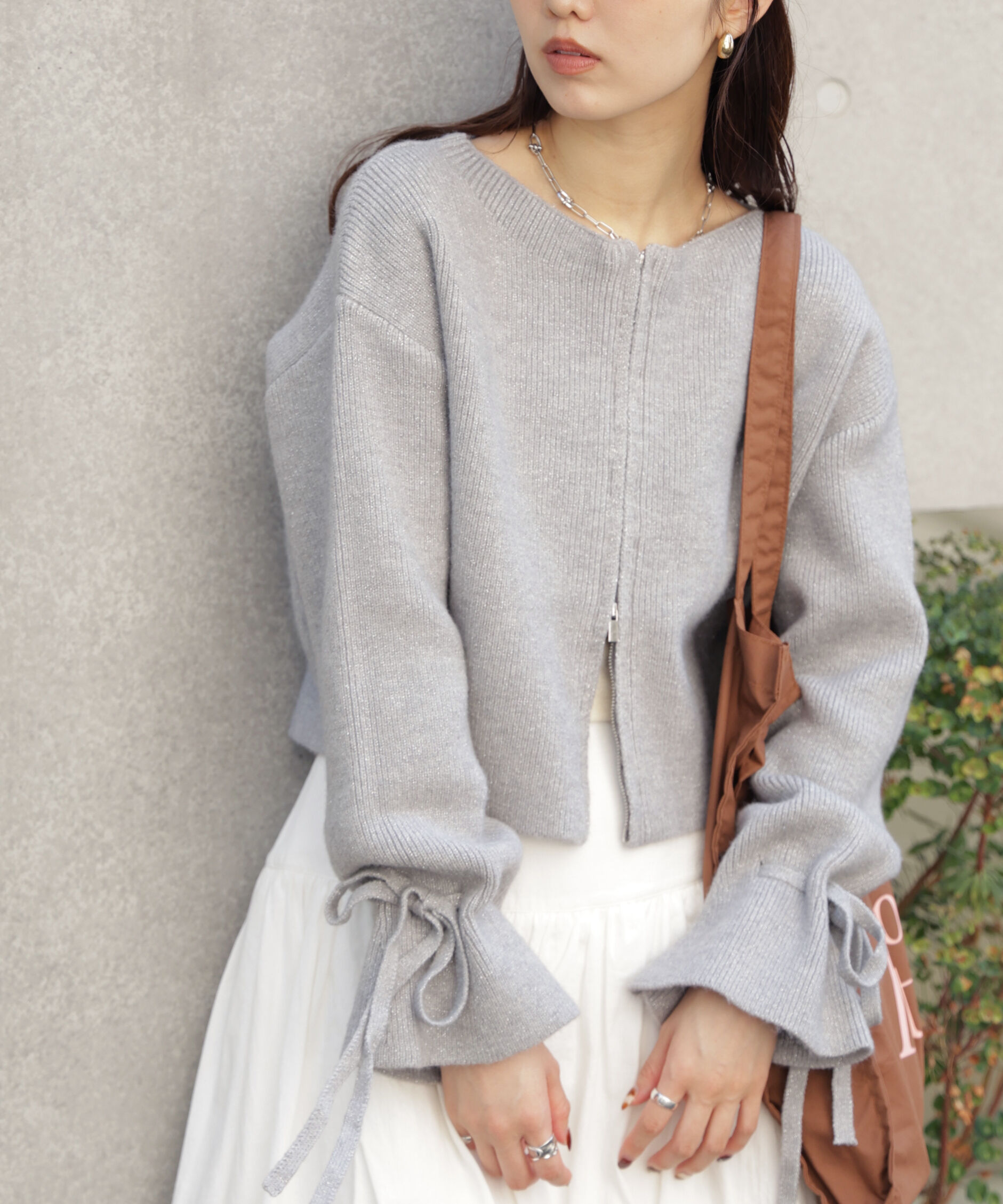 【フリーズマート/Free's Mart】 ダブルジップキャンディスリーブカーディガン