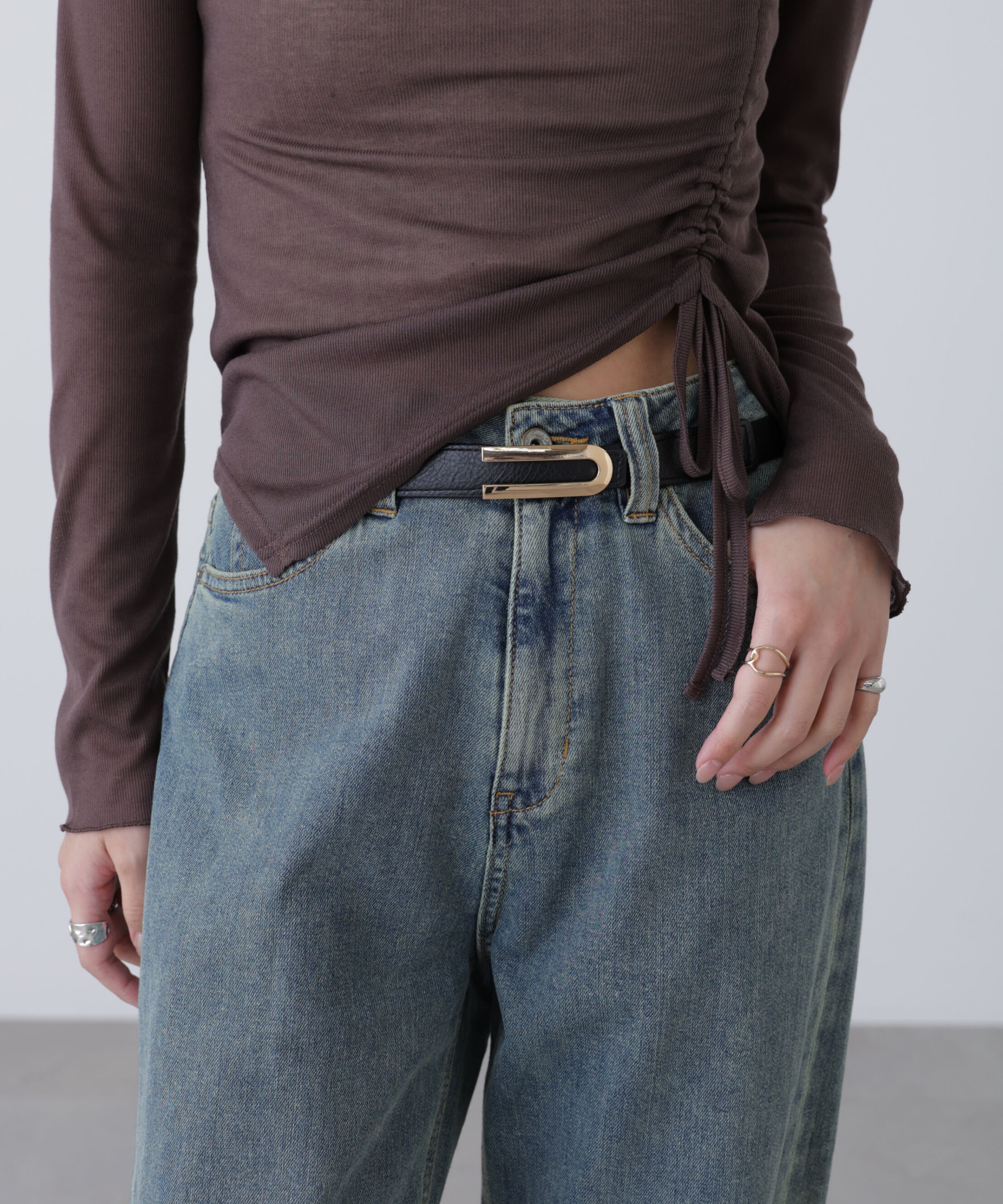 メンズファッションなら|【フリーズマート/Free's Mart】 Uバックル細ゴムベルト