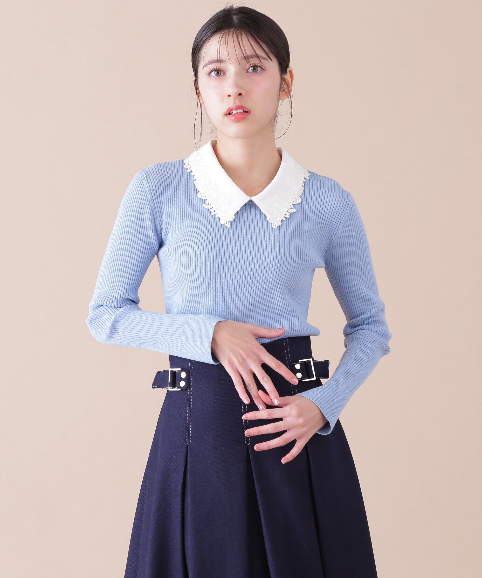 【ジル　バイ　ジル　スチュアート/JILL by JILL STUART】 衿付きリブニット