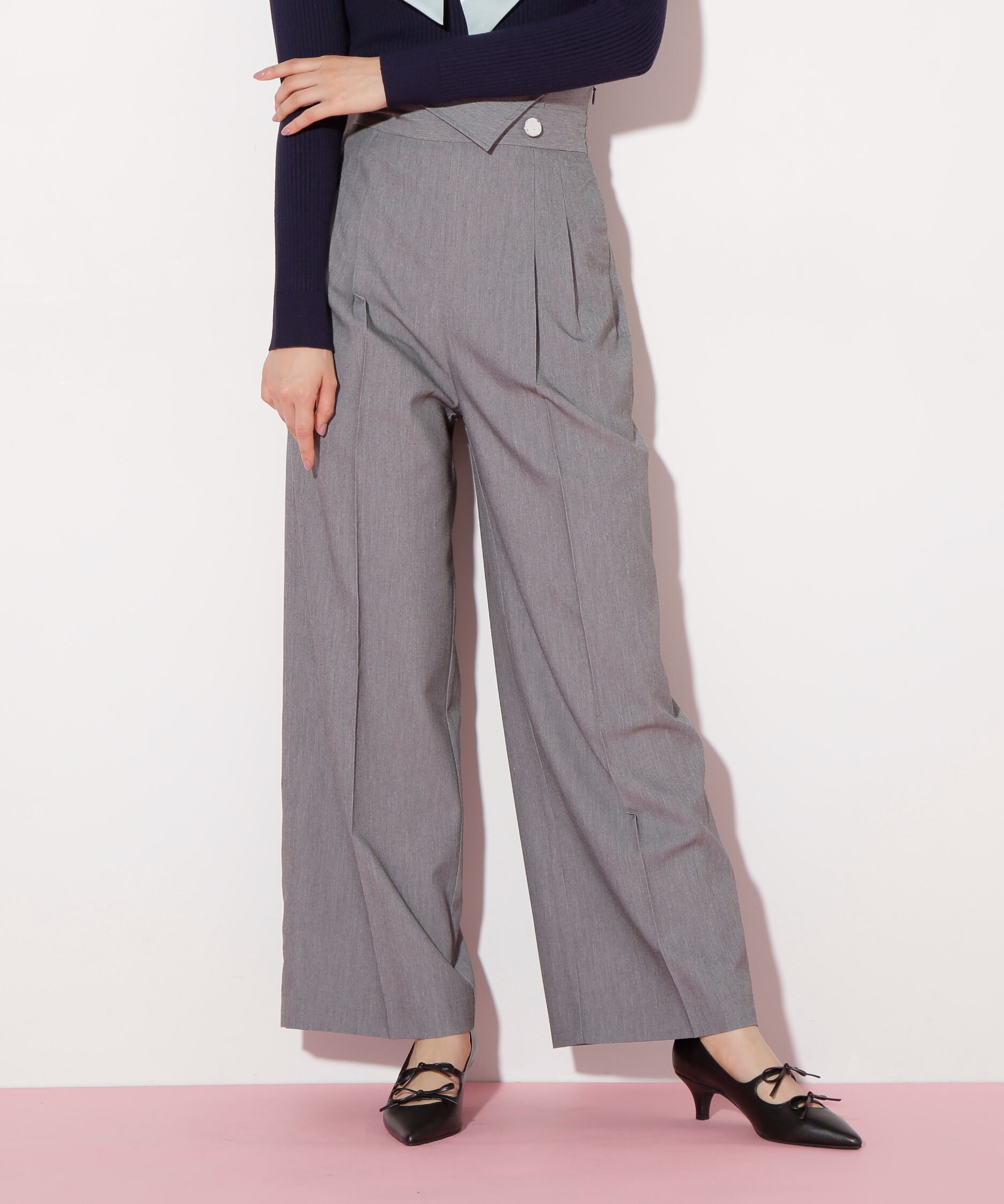 【ジル　バイ　ジル　スチュアート/JILL by JILL STUART】 アシメウエストメタル釦パンツ