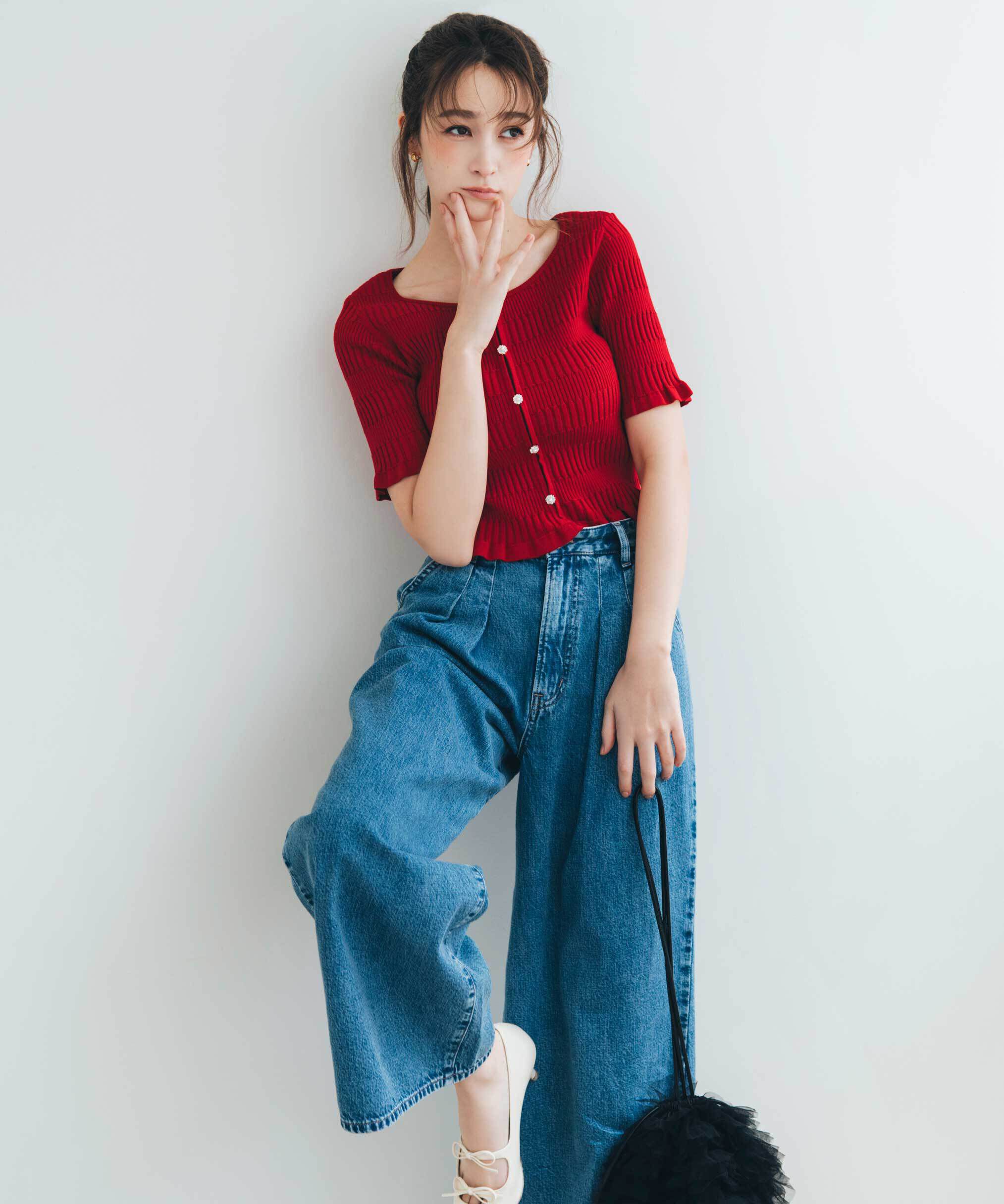 【ジル　バイ　ジル　スチュアート/JILL by JILL STUART】 EDWINコラボ タックワイドパンツ