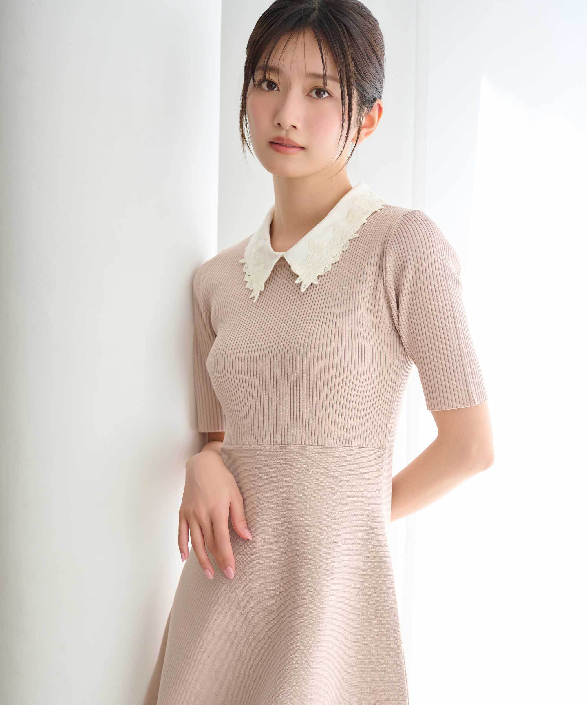 【ジル　バイ　ジル　スチュアート/JILL by JILL STUART】 衿付きミニニットワンピース