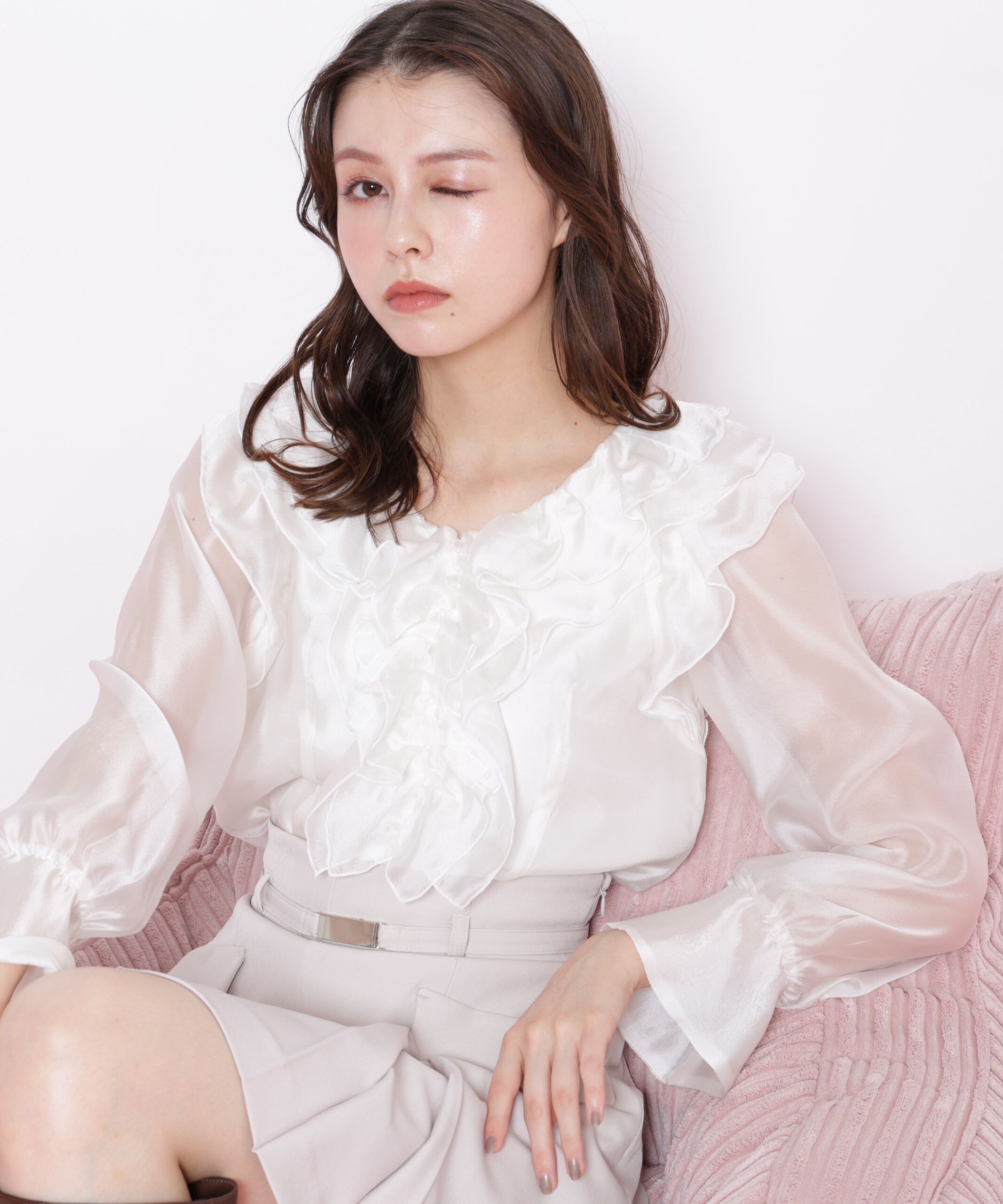 【ジル　バイ　ジル　スチュアート/JILL by JILL STUART】 シアーフリルブラウス