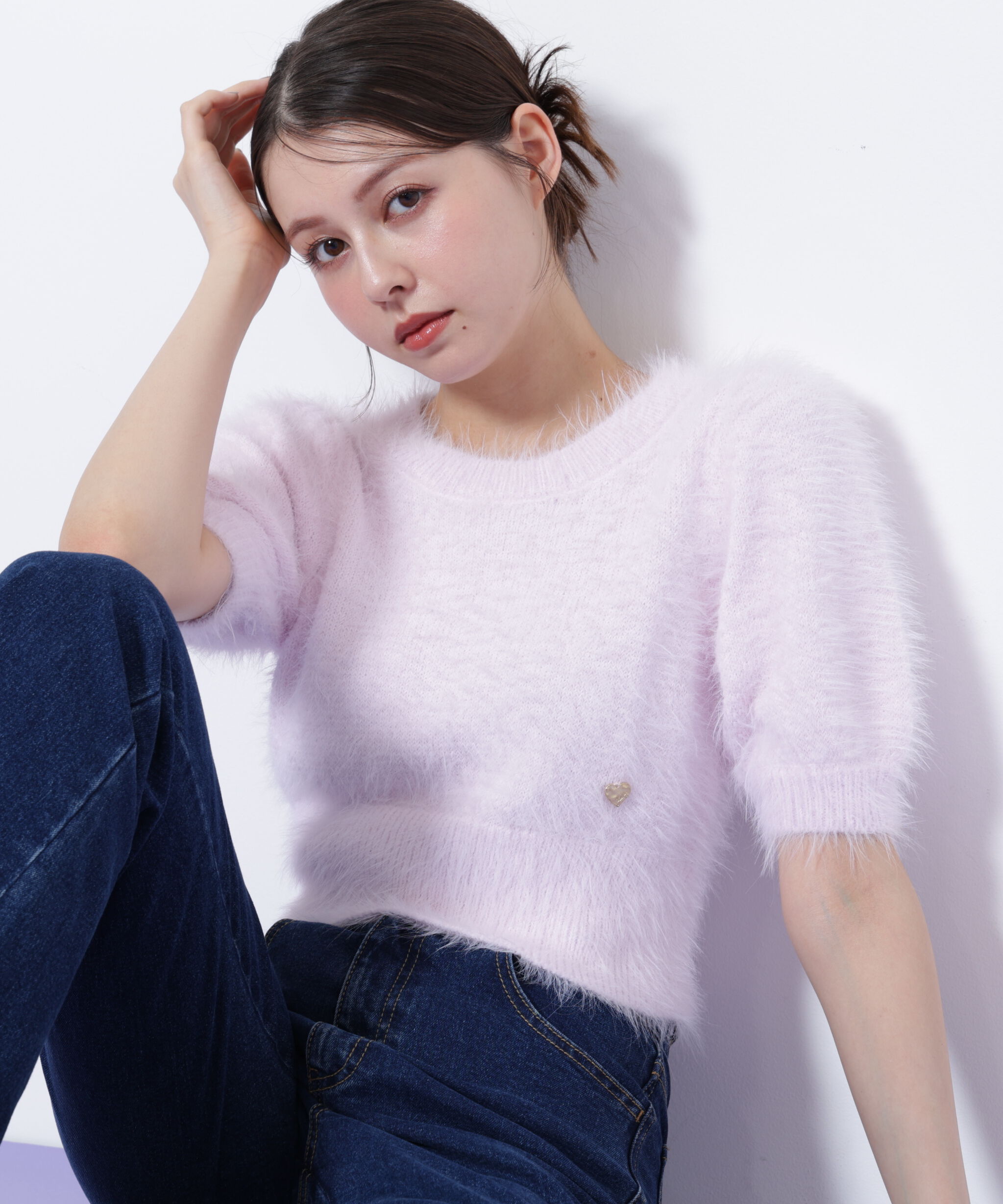 【ジル　バイ　ジル　スチュアート/JILL by JILL STUART】 ハートプレート付きフェザーニット