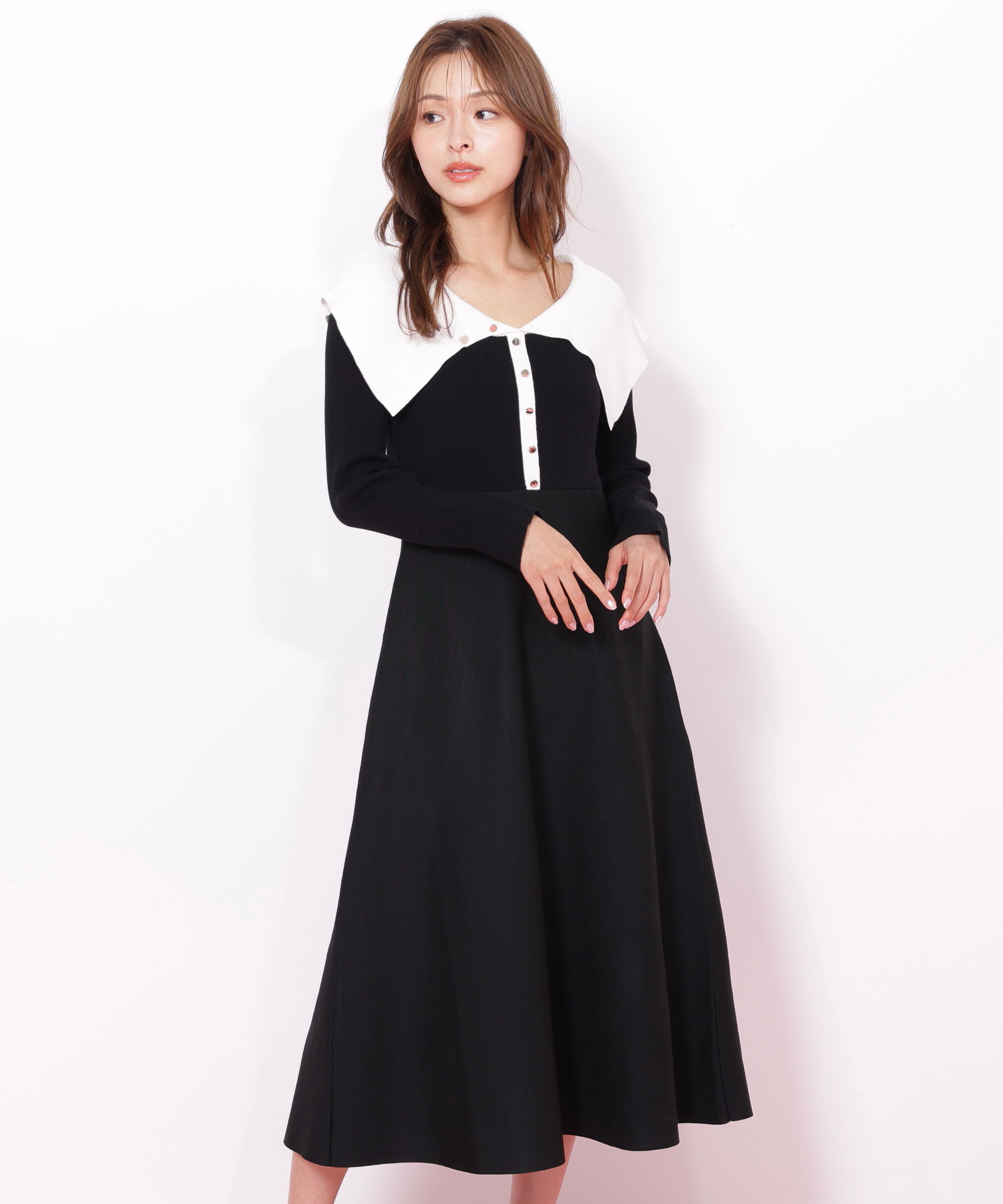 【ジル　バイ　ジル　スチュアート/JILL by JILL STUART】 ビッグカラーニットワンピース