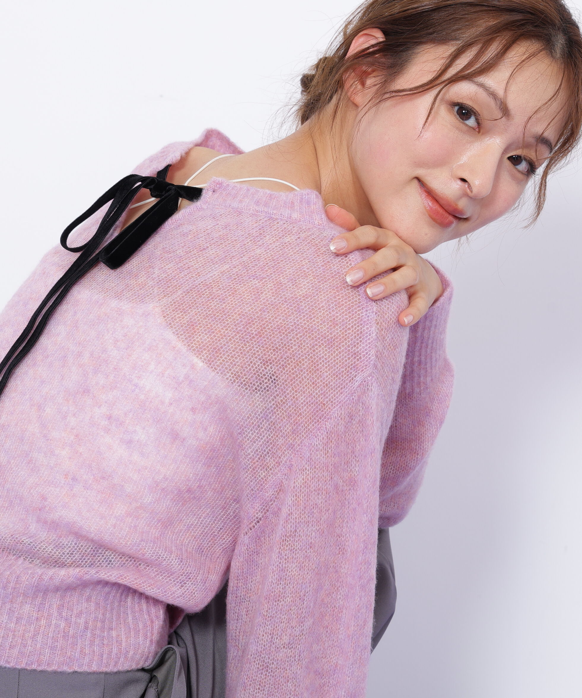 【ジル　バイ　ジル　スチュアート/JILL by JILL STUART】 シアーリボンニット