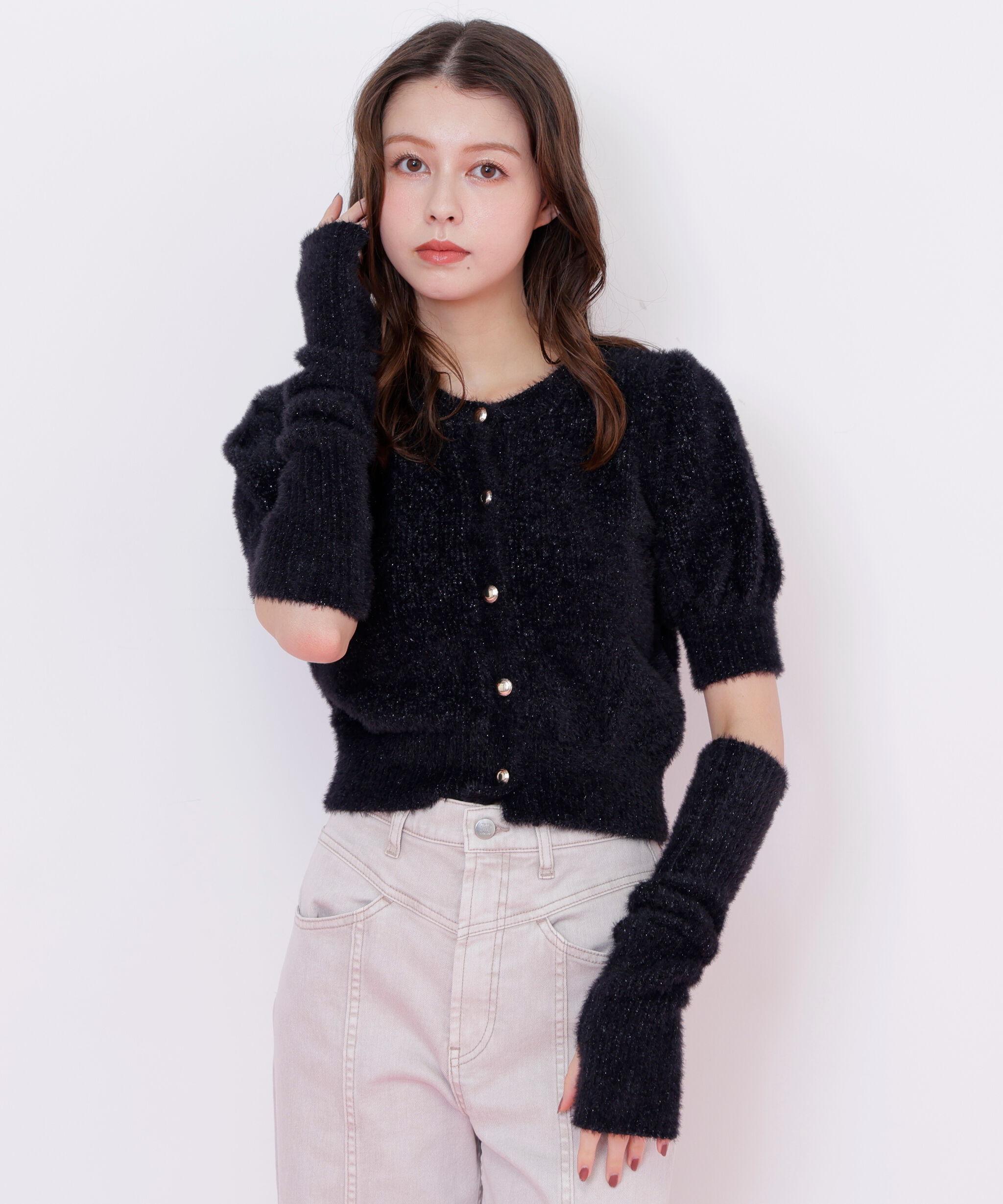 【ジル　バイ　ジル　スチュアート/JILL by JILL STUART】 アームウォーマー付きモールシャギーニット