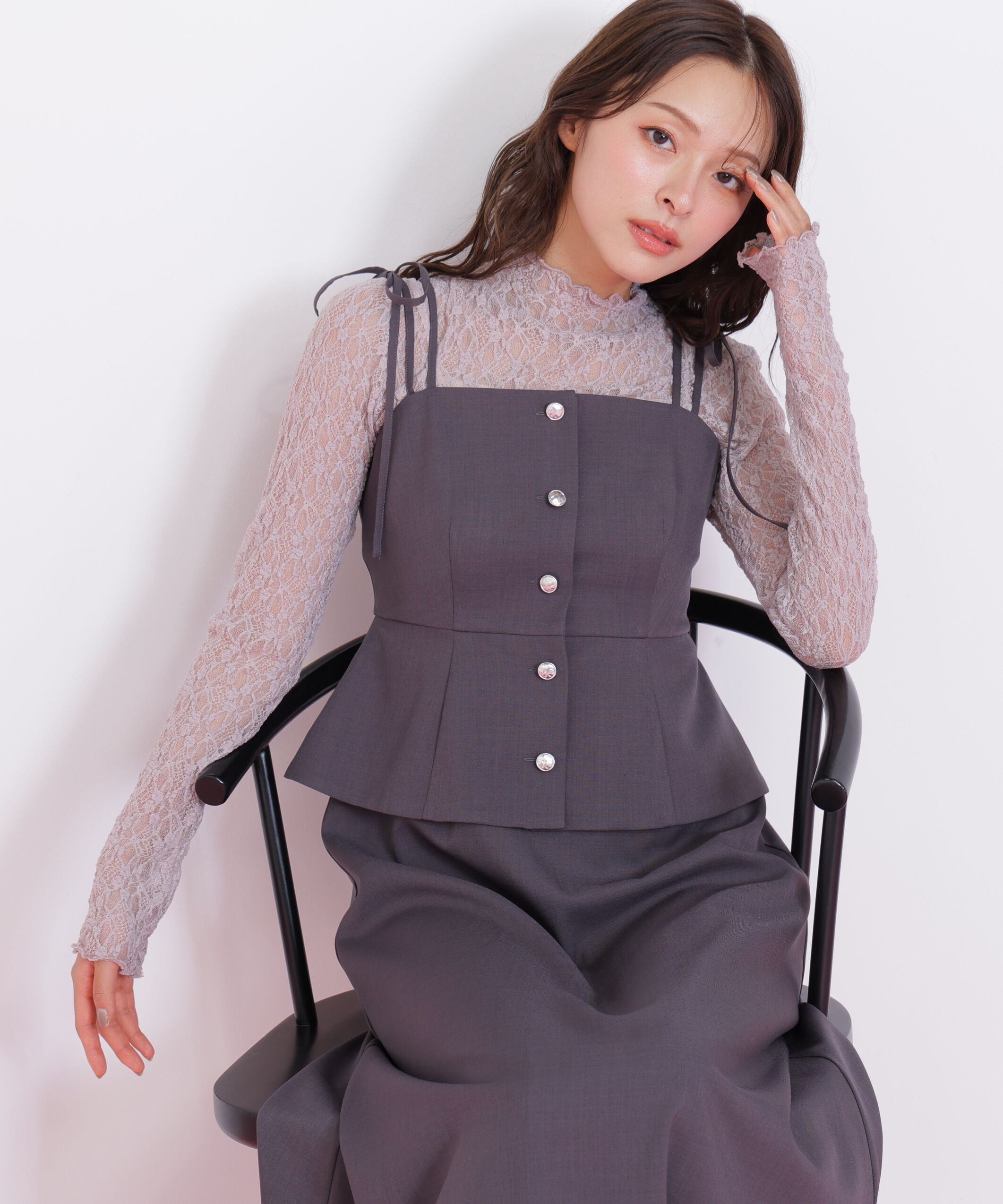 【ジル　バイ　ジル　スチュアート/JILL by JILL STUART】 肩リボンジャンスカ