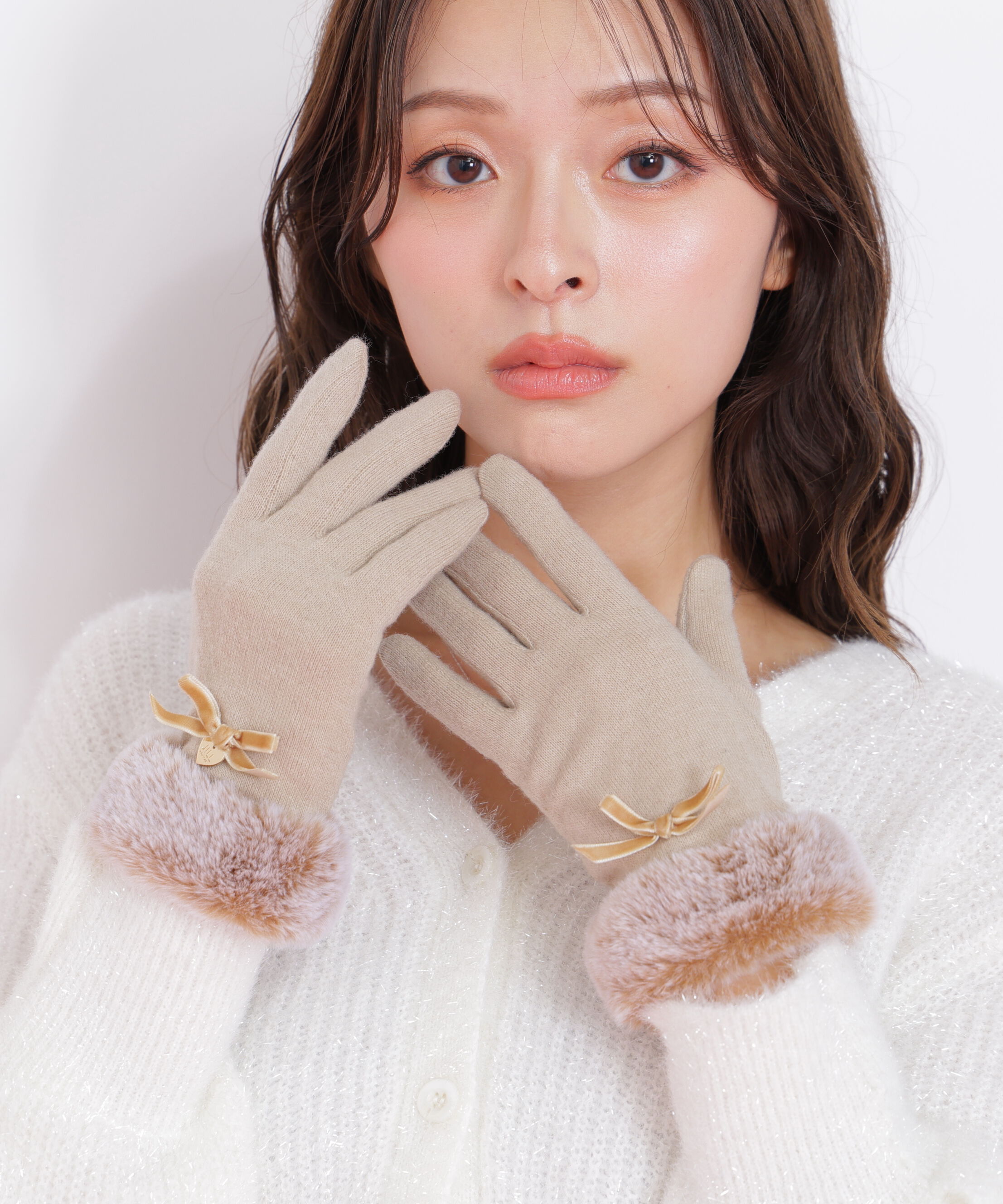 ファッションメンズお薦め|【ジル　バイ　ジル　スチュアート/JILL by JILL STUART】 ベロアリボンジャージーグローブ