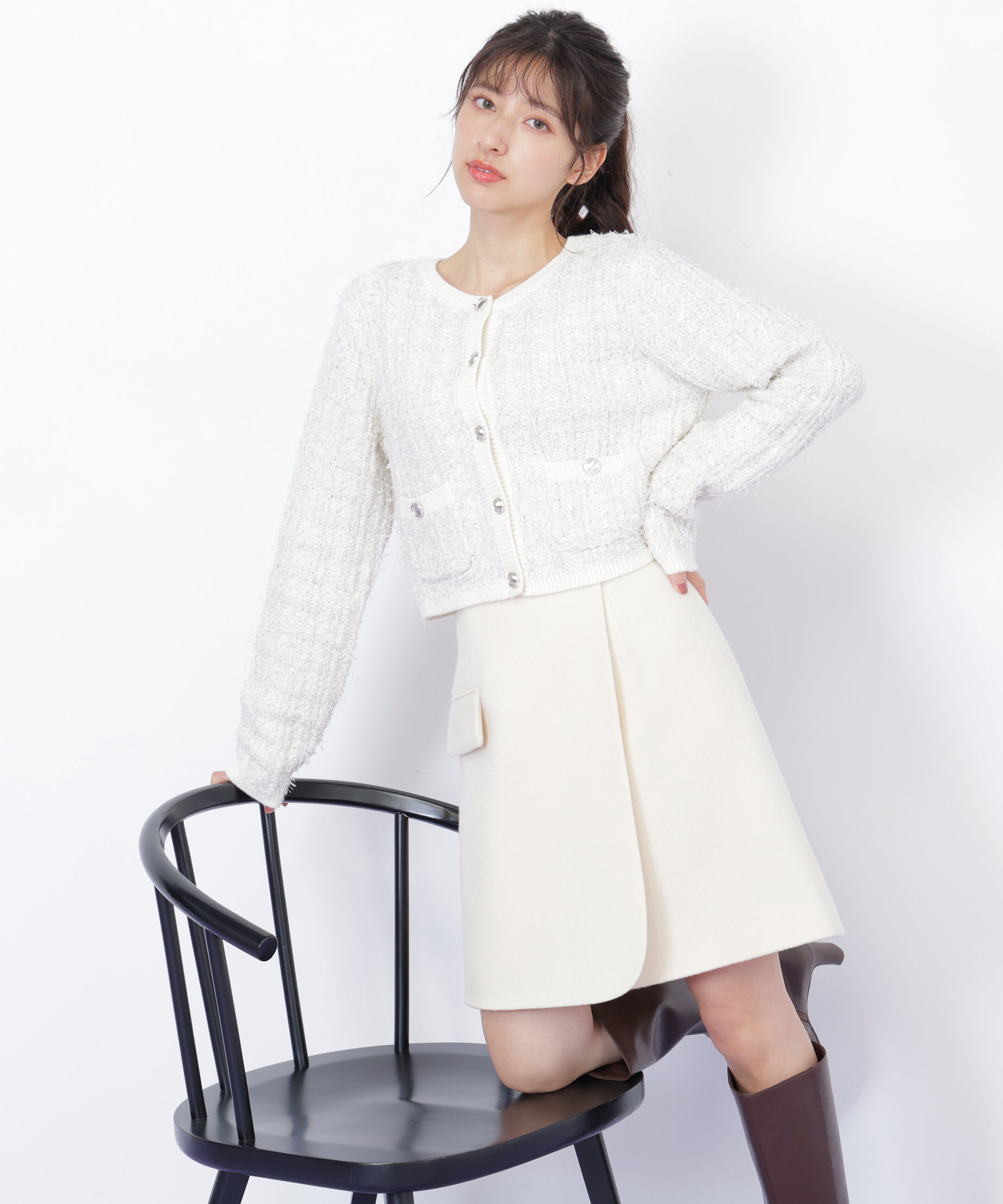 【ジル　バイ　ジル　スチュアート/JILL by JILL STUART】 ラメツイードニットカーディガン