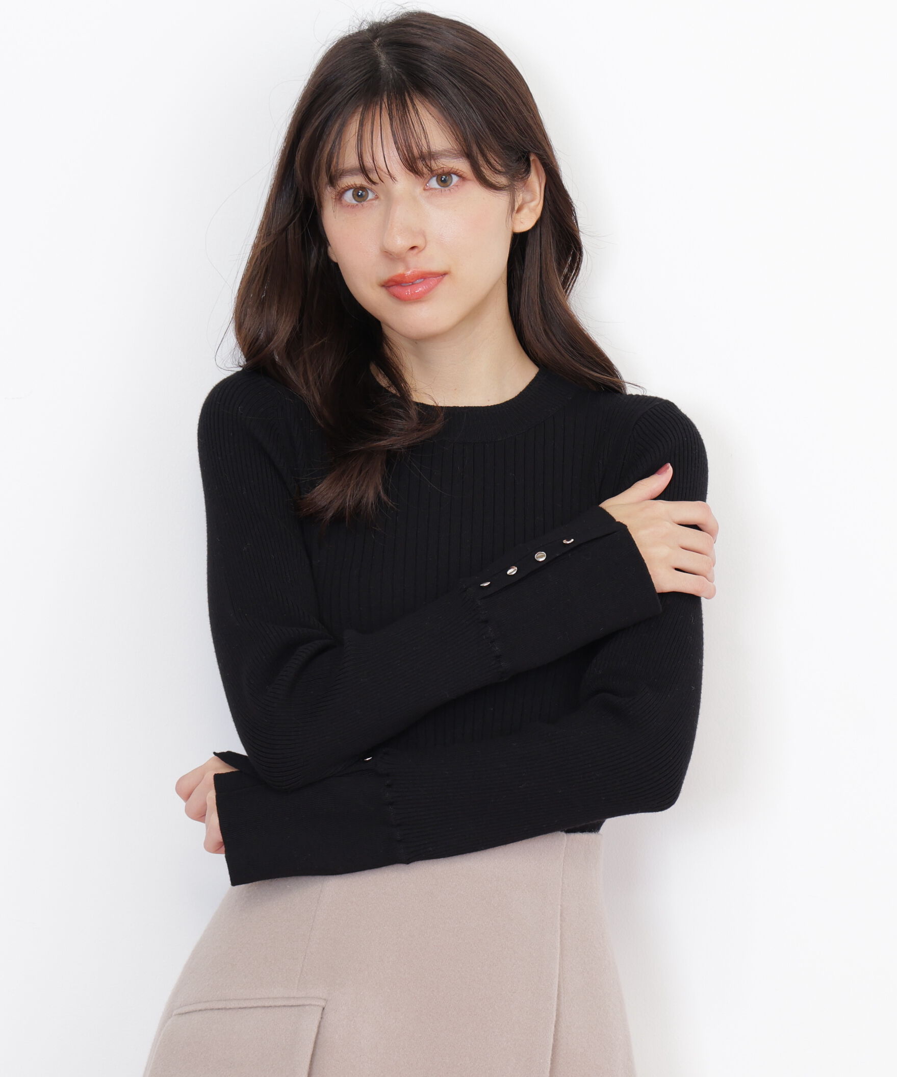 【ジル　バイ　ジル　スチュアート/JILL by JILL STUART】 袖ボタンリブニット