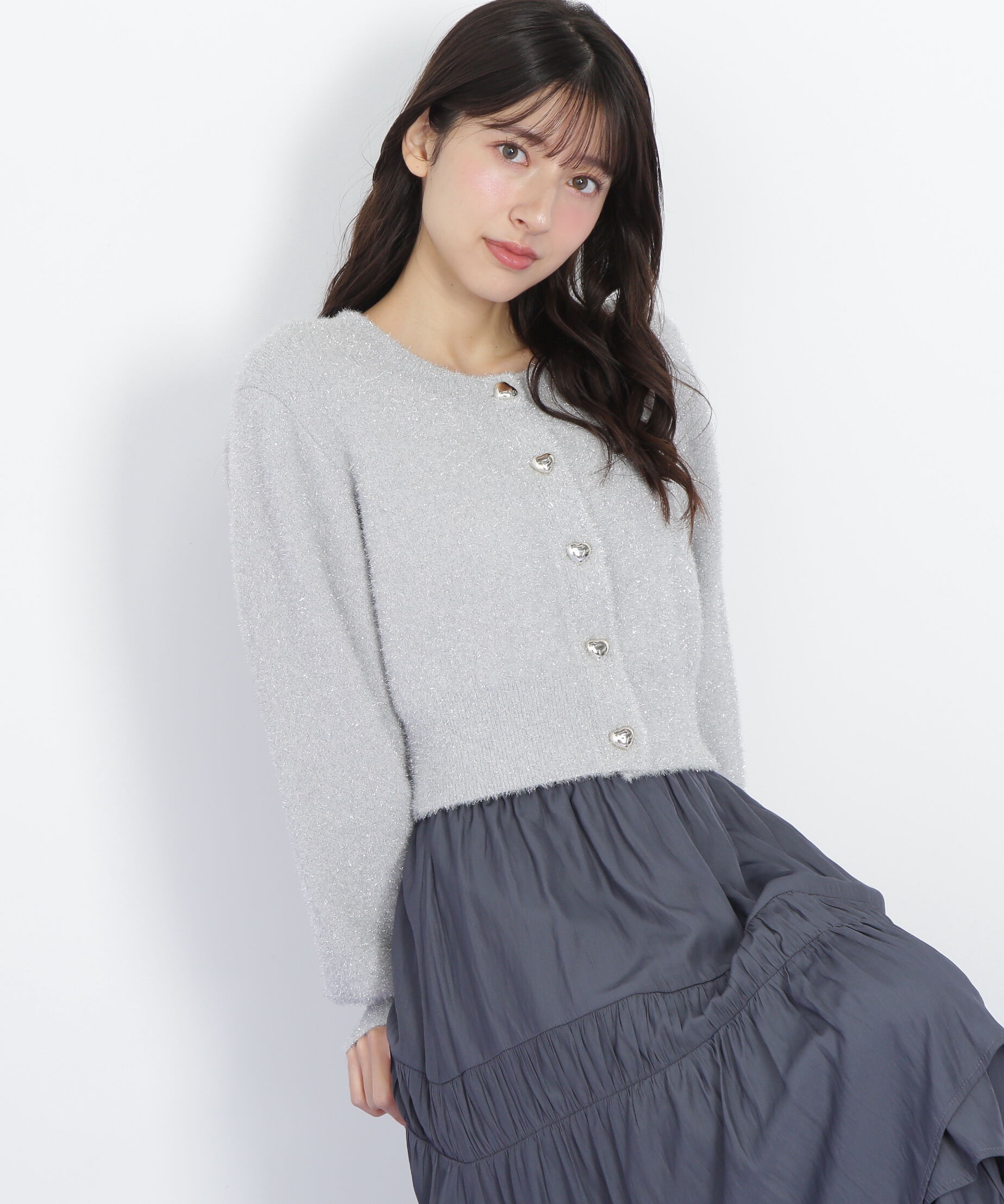 【ジル　バイ　ジル　スチュアート/JILL by JILL STUART】 ハートボタンラメフェザーカーディガン