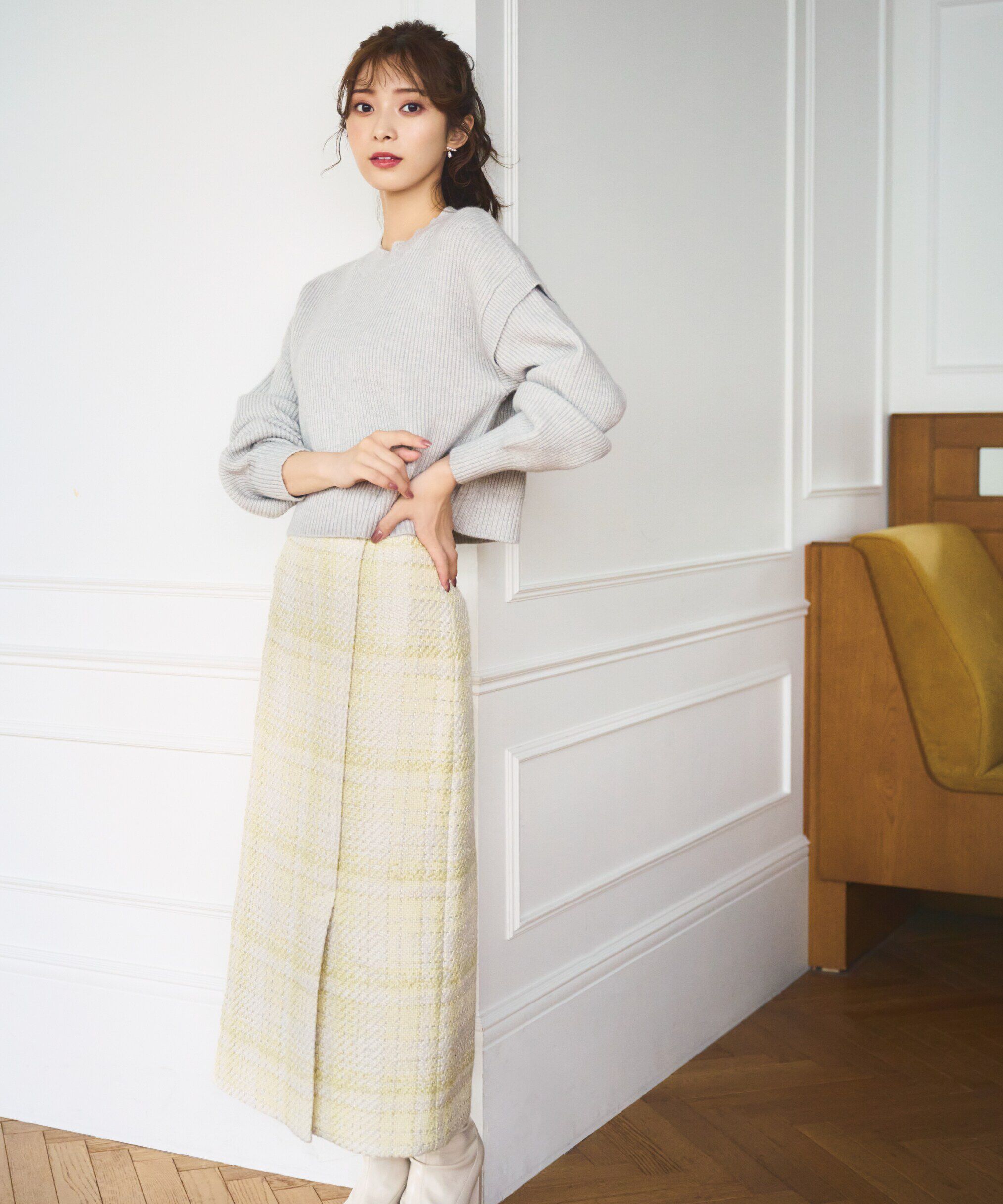 【プロポーションボディドレッシング/PROPORTION BODY DRESSING】 チェックラップ風スカート