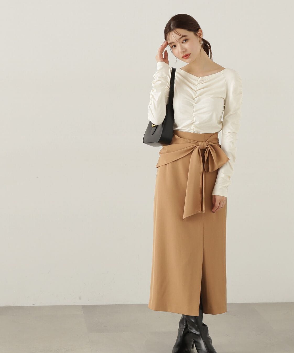 【プロポーションボディドレッシング/PROPORTION BODY DRESSING】 ラップ風リボンタイトスカート 24AW