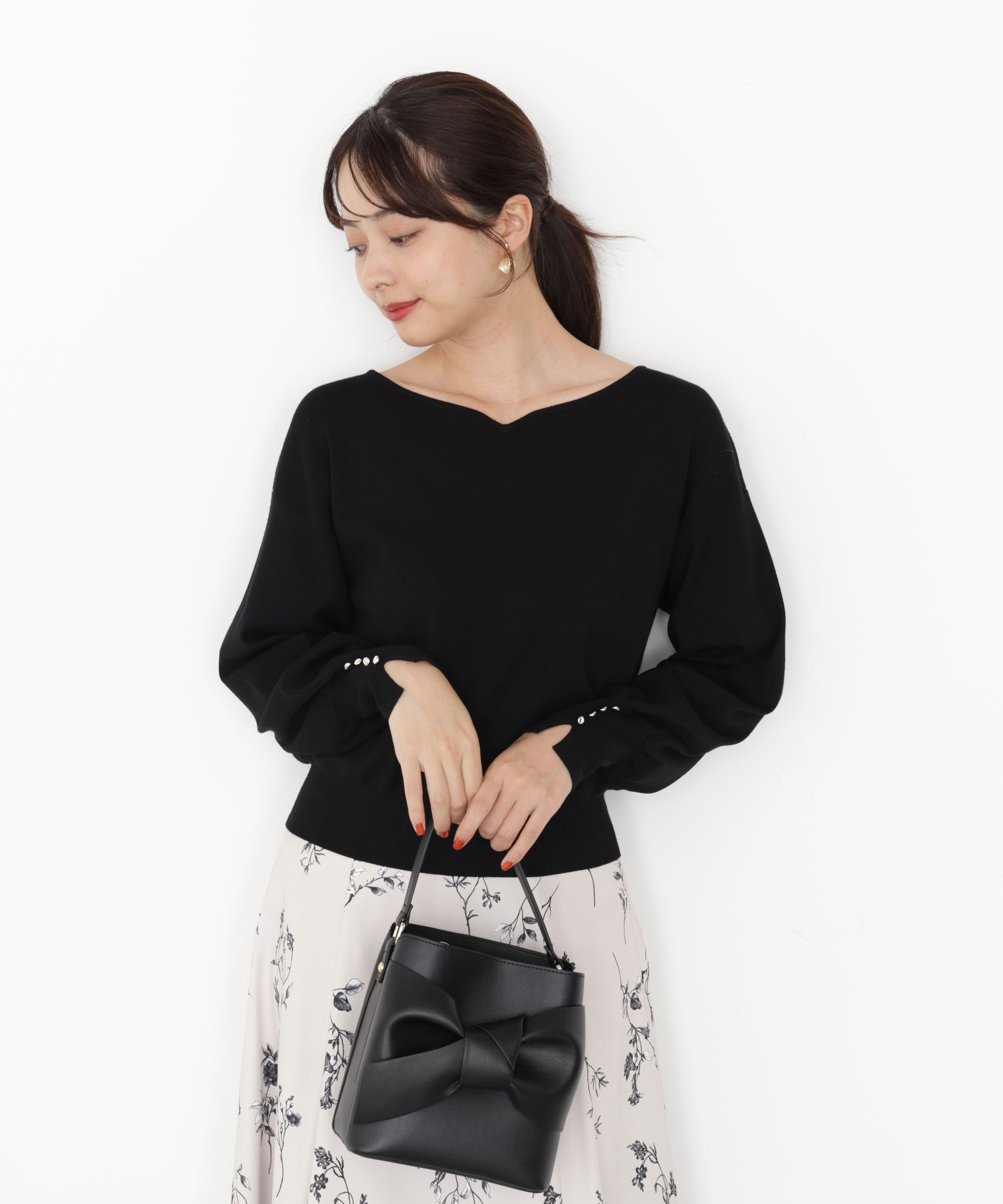 【プロポーションボディドレッシング/PROPORTION BODY DRESSING】 ＜ハンドウォッシャブル＞ハートカット総針ニット 25AW