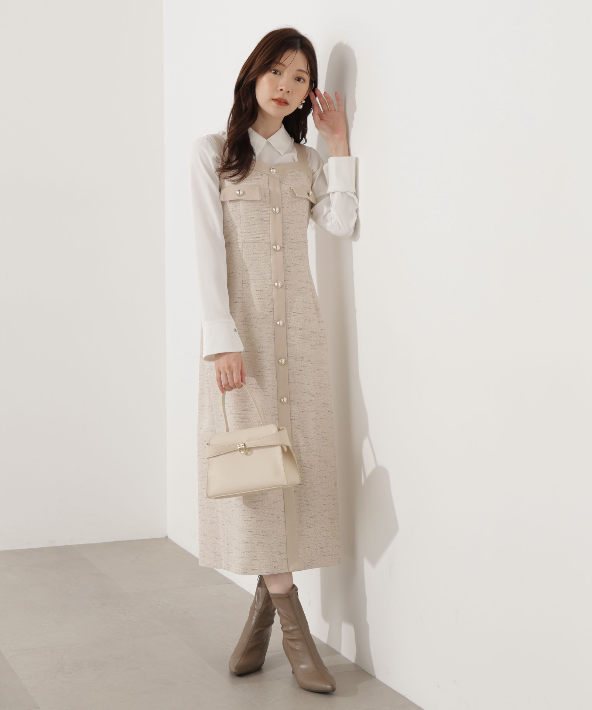 【プロポーションボディドレッシング/PROPORTION BODY DRESSING】 ツイードロングジャンスカ 25AW