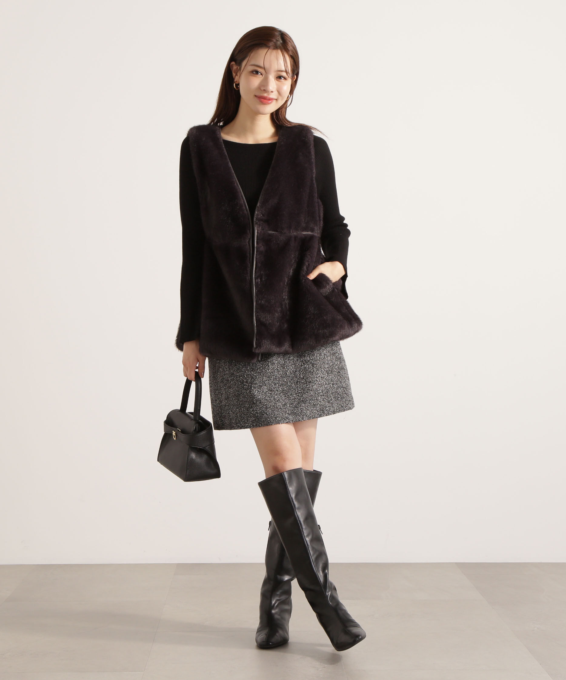 【プロポーションボディドレッシング/PROPORTION BODY DRESSING】 ツイードミニスカート