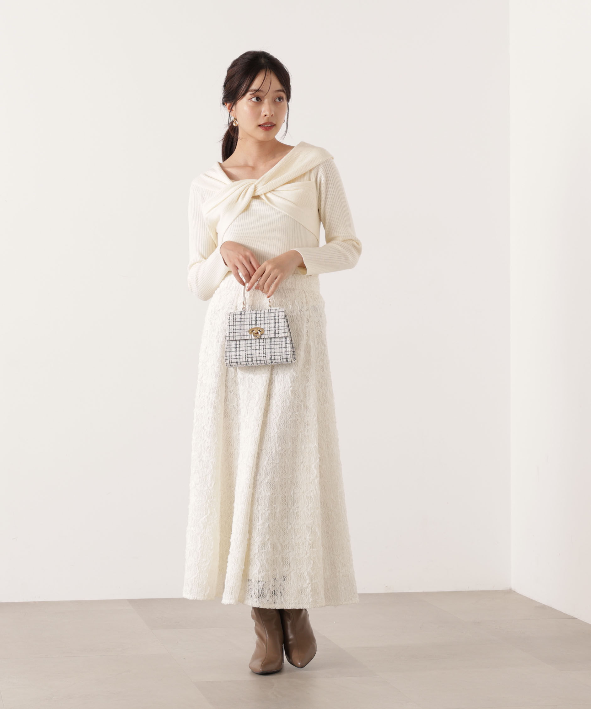 【プロポーションボディドレッシング/PROPORTION BODY DRESSING】 立体レースフレアスカート 25AW