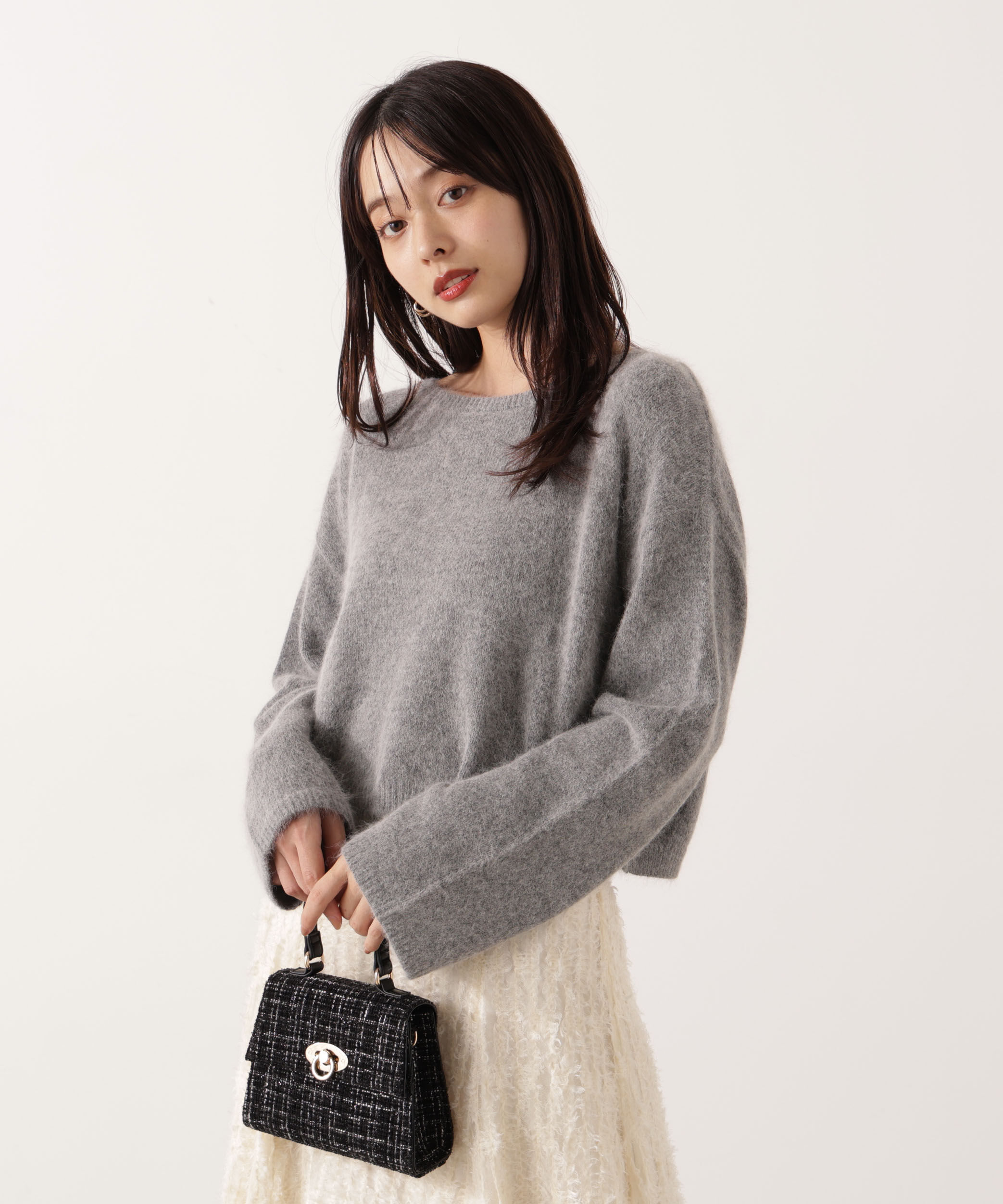 【プロポーションボディドレッシング/PROPORTION BODY DRESSING】 ショートFOX混ニット 25AW