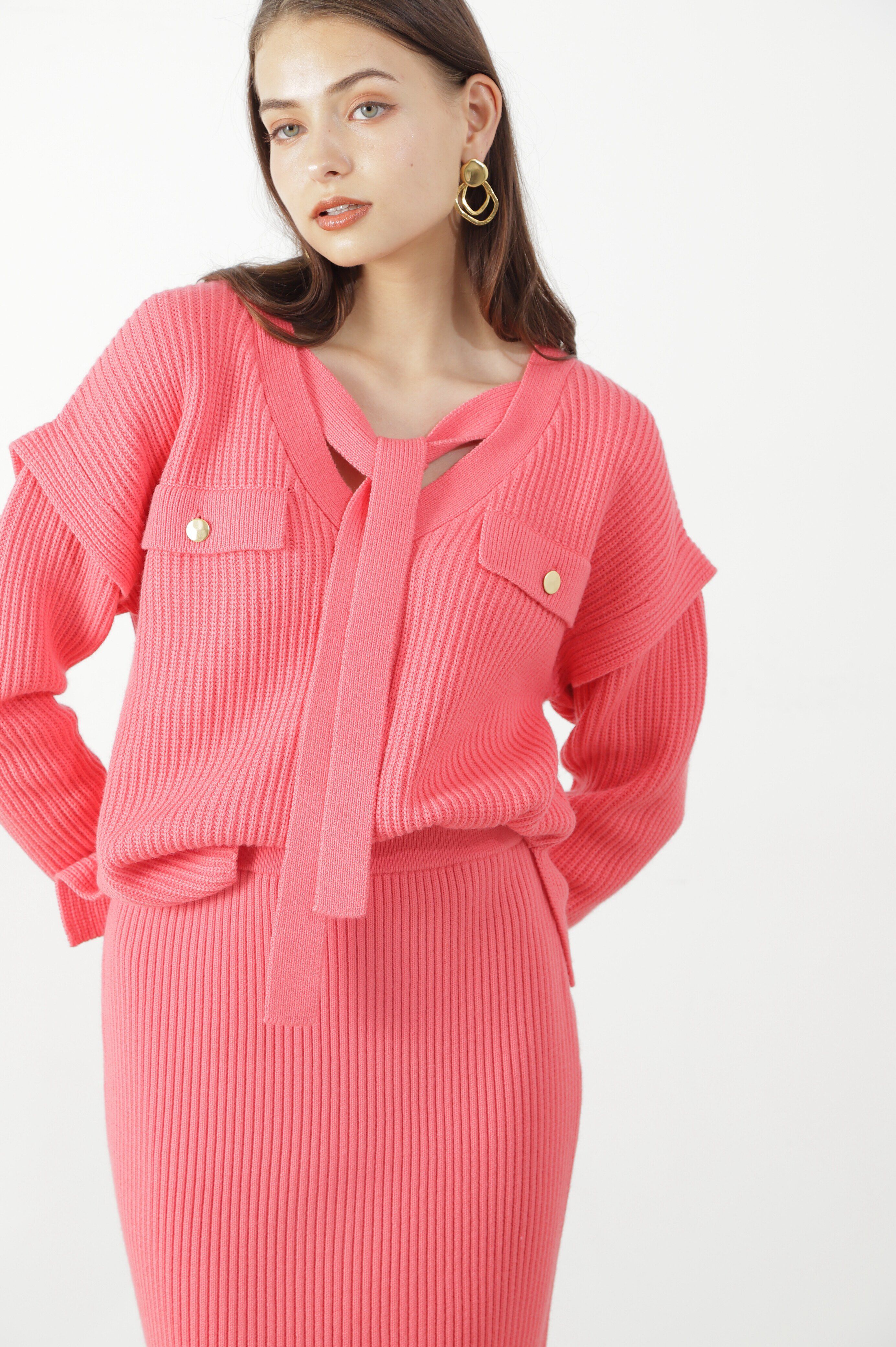 【ピンキーアンドダイアン/PINKY&DIANNE】 ◆片畦ボウタイミドルゲージニットプルオーバー