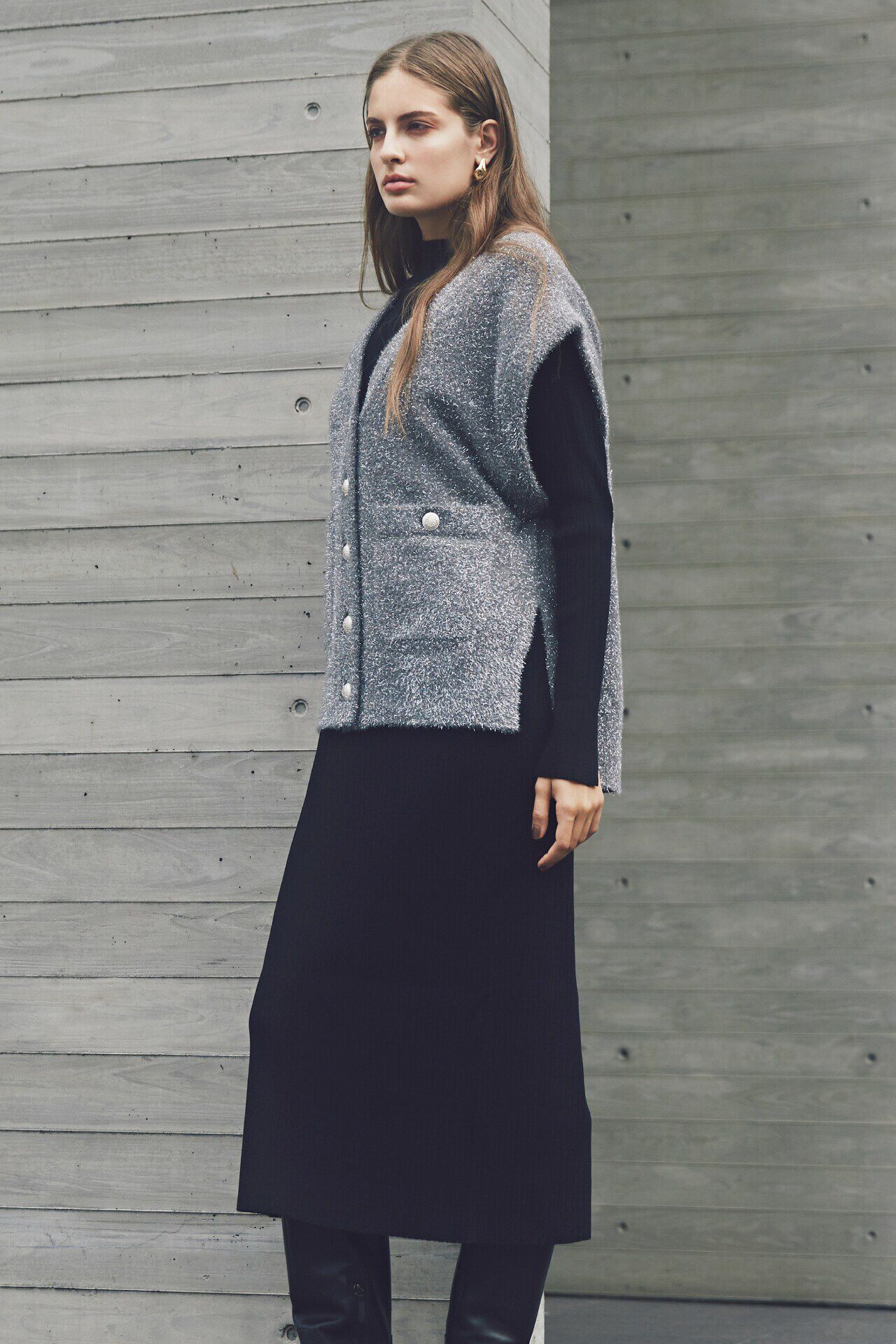 【ピンキーアンドダイアン/PINKY&DIANNE】 ラメジレ付きニットワンピース