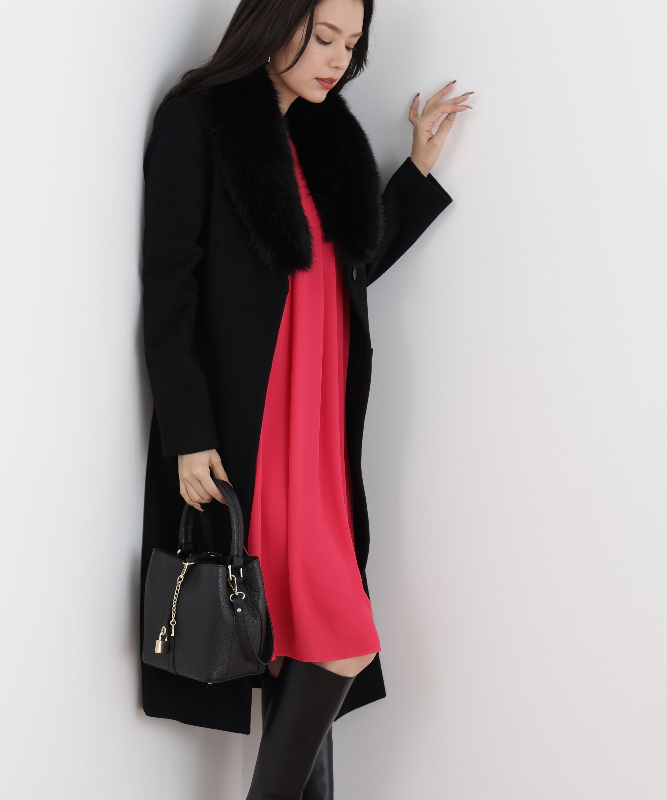 【ピンキーアンドダイアン/PINKY&DIANNE】 カシミヤ混ベルテッドコート