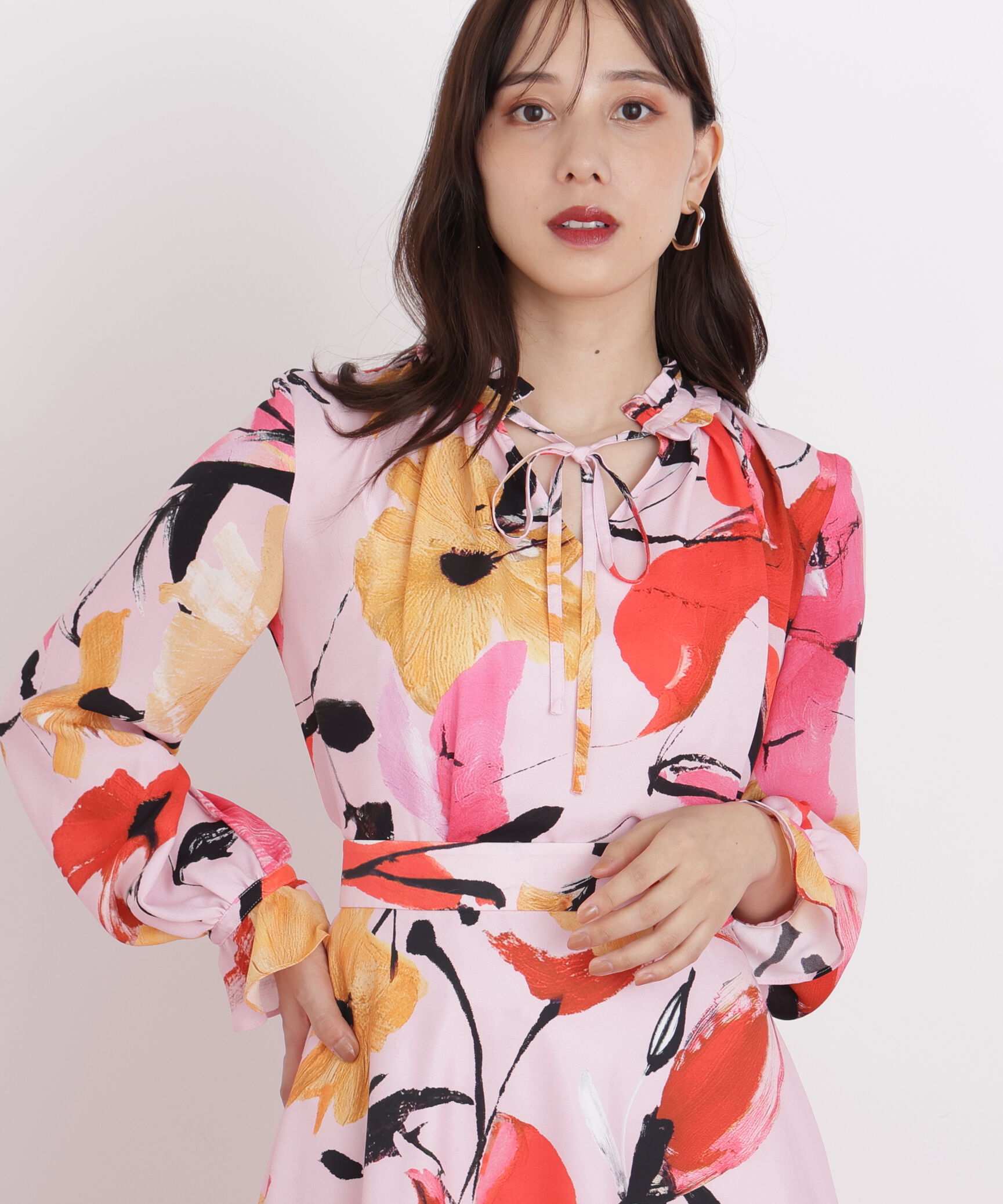 【ピンキーアンドダイアン/PINKY&DIANNE】 ◆フラワープリントギャザーブラウス