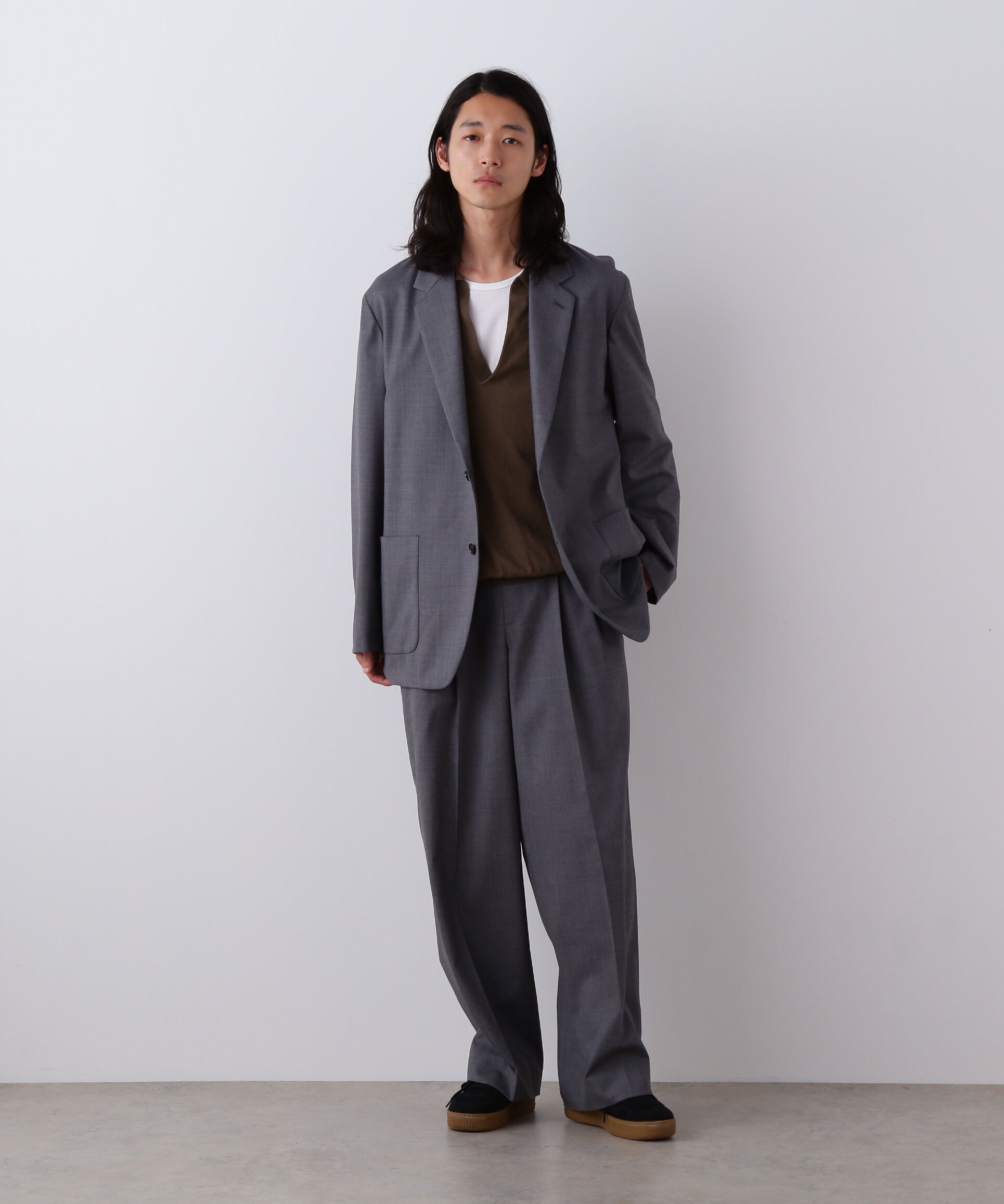モテ系ファッションメンズ|【イレーヴ/YLEVE】 YLEVE / SUPER120'S CHAMBRAY WOOL 3TACK TROUSERS