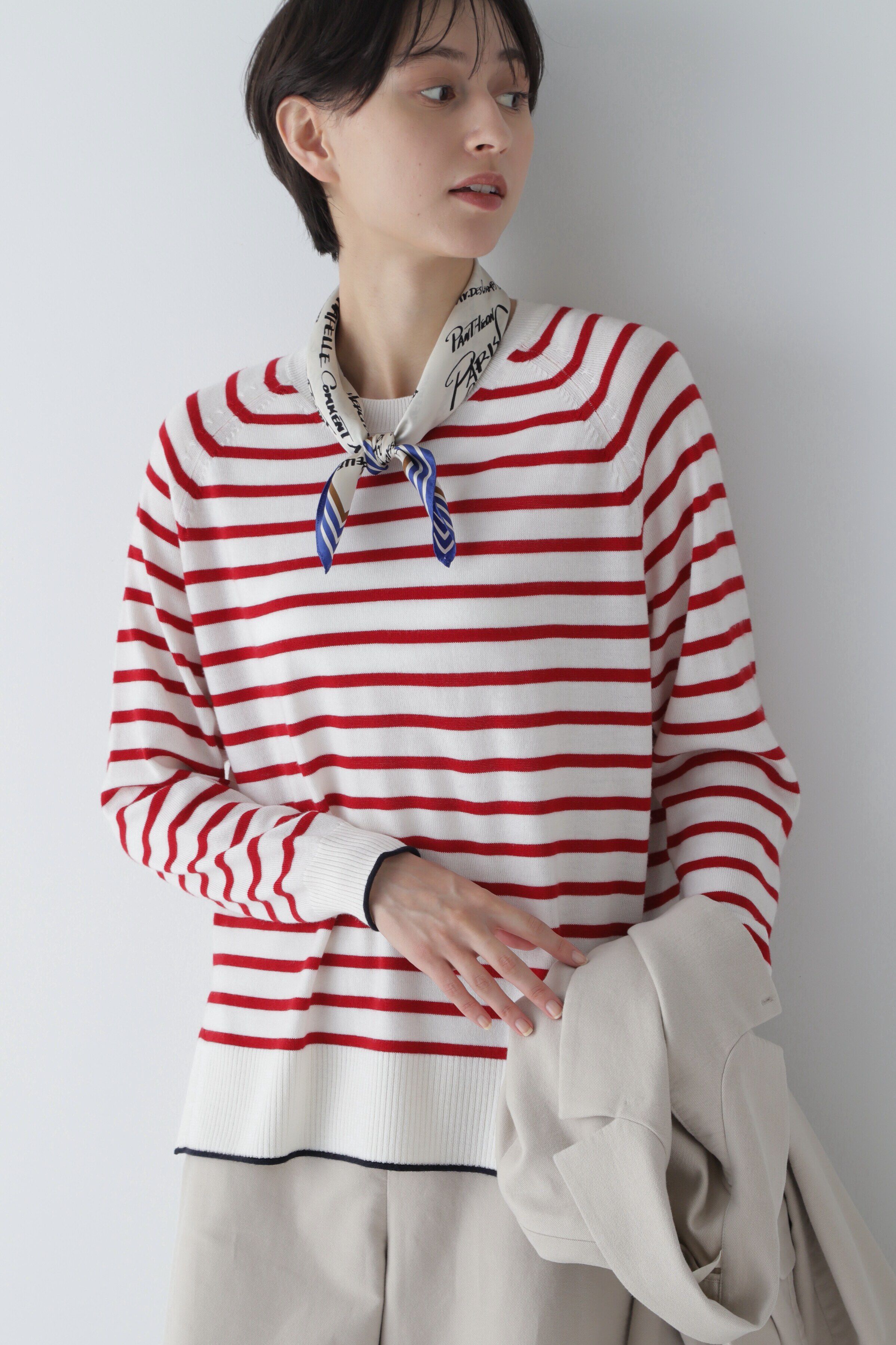 【ヒューマンウーマン/human woman】 ◆梳毛ボーダーニット